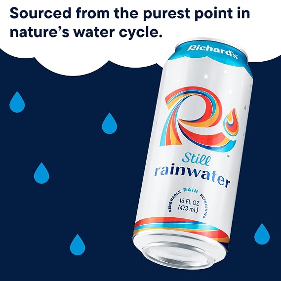 Richard's Rainwater Still Canned Water, 100% Rain, Naturally Purified Drinking Water (16 fl oz Aluminum Can, Single)