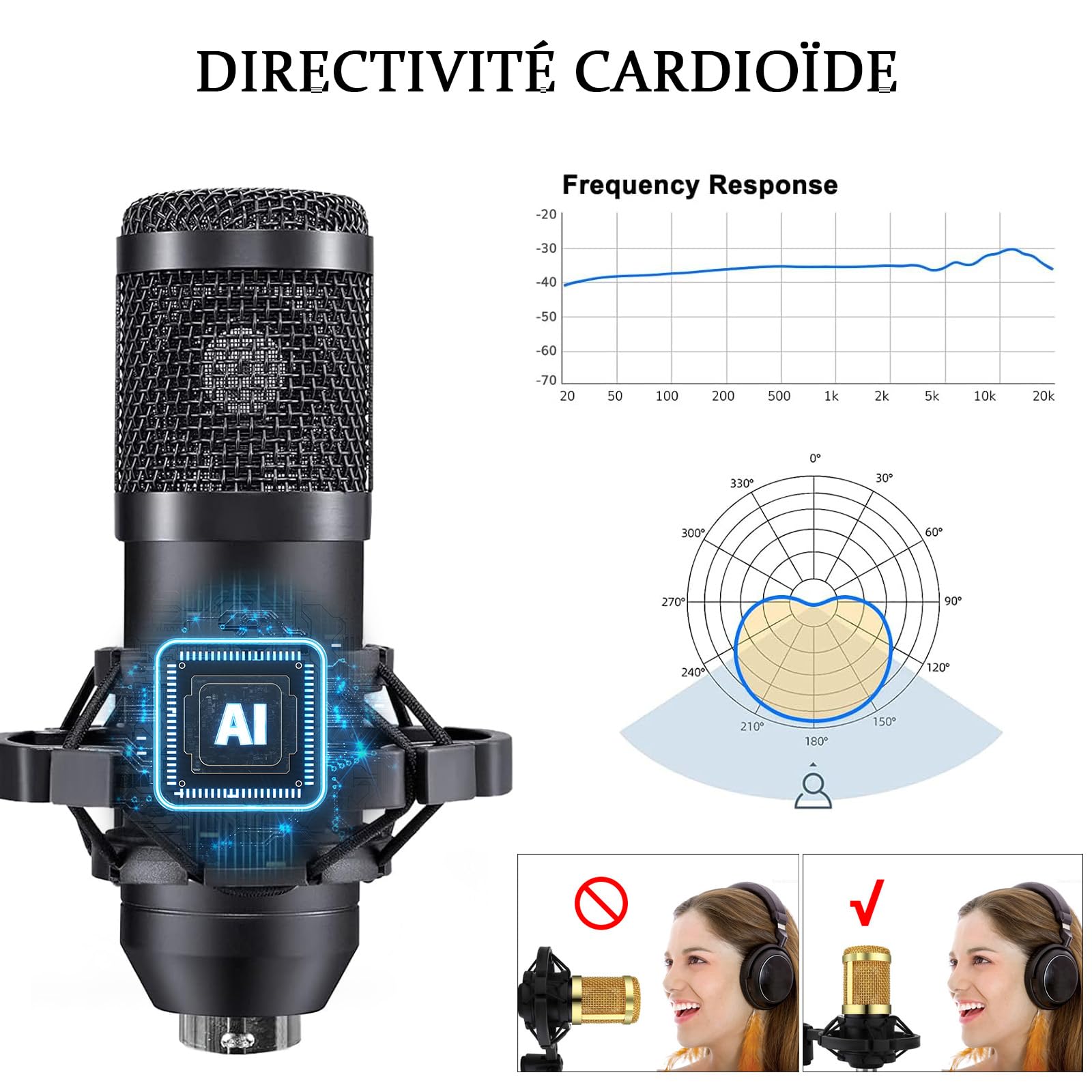 Ensemble d'Équipement Podcast, Interface Audio Tout-en-Un et Microphone à condensateur, Parfait pour l'enregistrement, la Diffusion, la Diffusion en Direct,YouTube, les jeux
