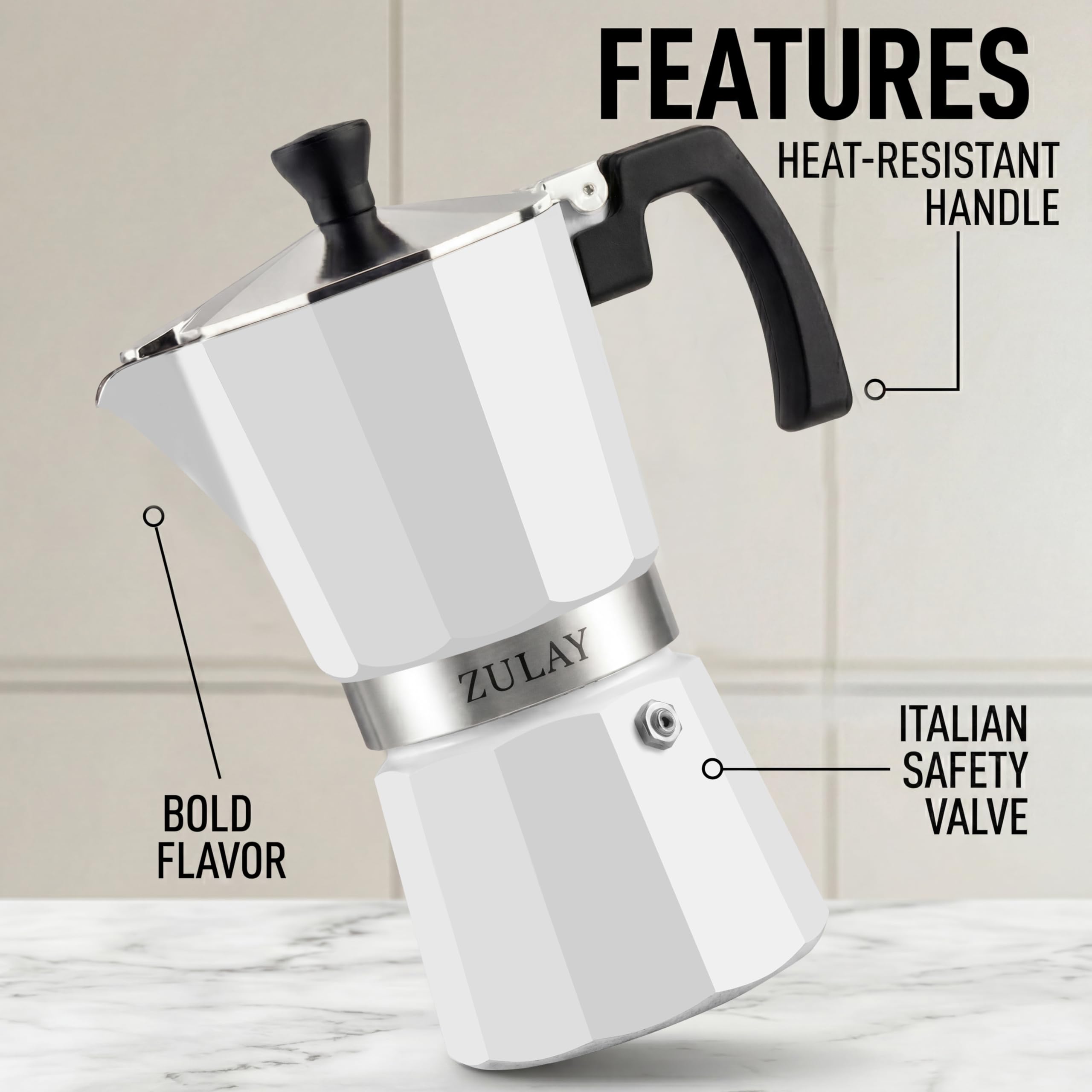 Zulay Moka Pot Espresso - Caffettiera cubana - Macchina per caffè espresso da piano cottura a prova di perdite, caffettiera italiana resistente, Cafetera Cubana - Grecas de Cafe - Moka Pot 9 tazze