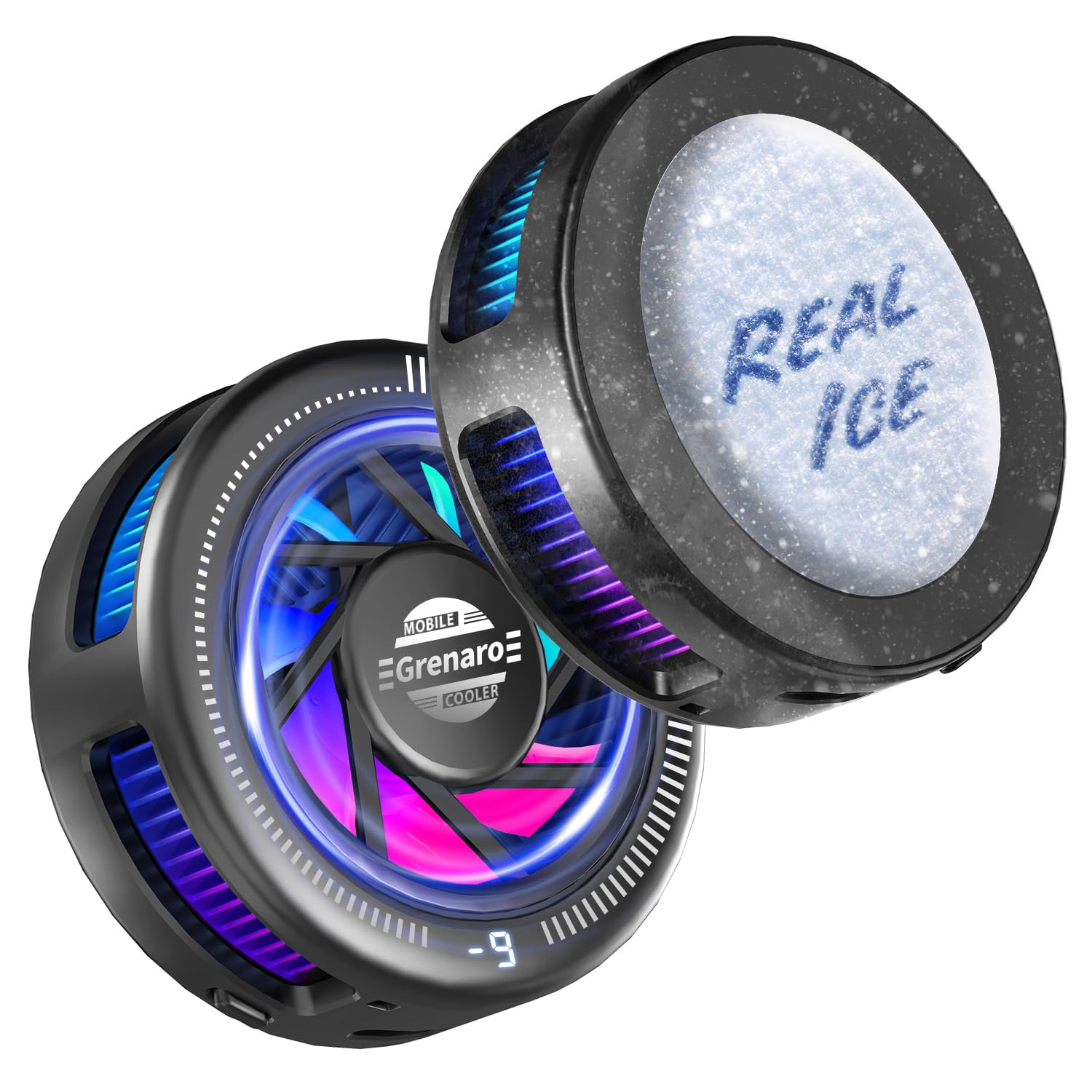 GRENARO Phone Cooler for Gaming, Magnetic Cooling Fan for Mobile, Gaming Cooler for Phone with Enhanced Refrigeration Chip, Mobile Cooler, Perfect for Bgmi, Pubg, Freefire and Long Gaming Sessions