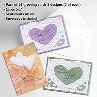 Vista 5 de Current Juego de tarjetas de felicitación de aniversario en relieve de lujo, paquete económico de 16 tarjetas con sobres blancos, 8 diseños, surtido