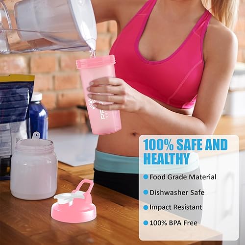 Miniatura 5 de Protein Shaker - Botella grande de 20 onzas, perfecta para suplementos de entrenamiento, proteína en polvo, bebidas deportivas, BCAA'S, reemplazo de