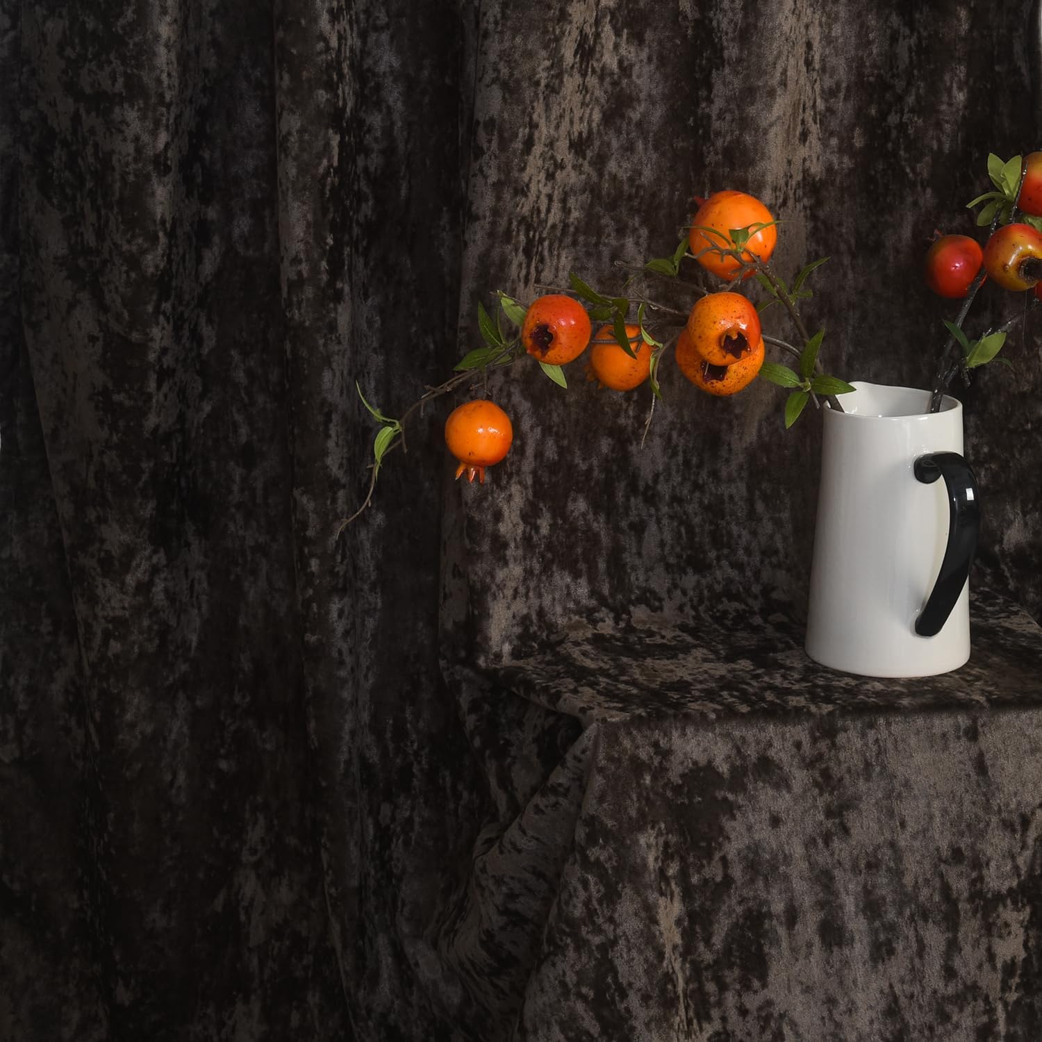 Brown Velvet Curtains 84 inches Long Luxury Back Tab Thermal Insulated Room Darkening Window Drapes for Living Room/Bedroom, W52 x L84, 2 Panels