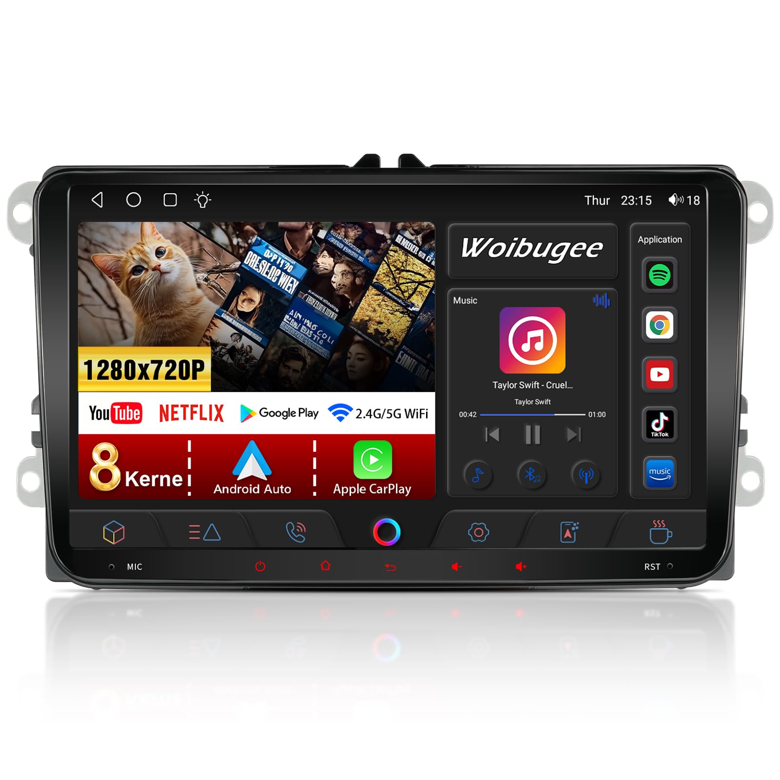 8-Core 4+64G VW Radio for VW Golf 5 6 Seat Passat Caddy Sharan Tiguan, Wireless Apple CarPlay & Android Auto, 9 Zoll Touchscreen Radio Golf Carplay mit Bluetooth 5.0 RDS FM EQ GPS WiFi