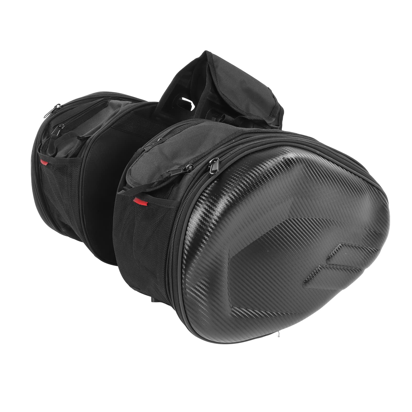 Par de Bolsas para Sillín de Motocicleta, Bolsas Laterales Oxford 600D con Cubiertas para Lluvia, Capacidad Ampliable de 36L-58L, Ajuste Universal para (Impresión por Transferencia de Agua)