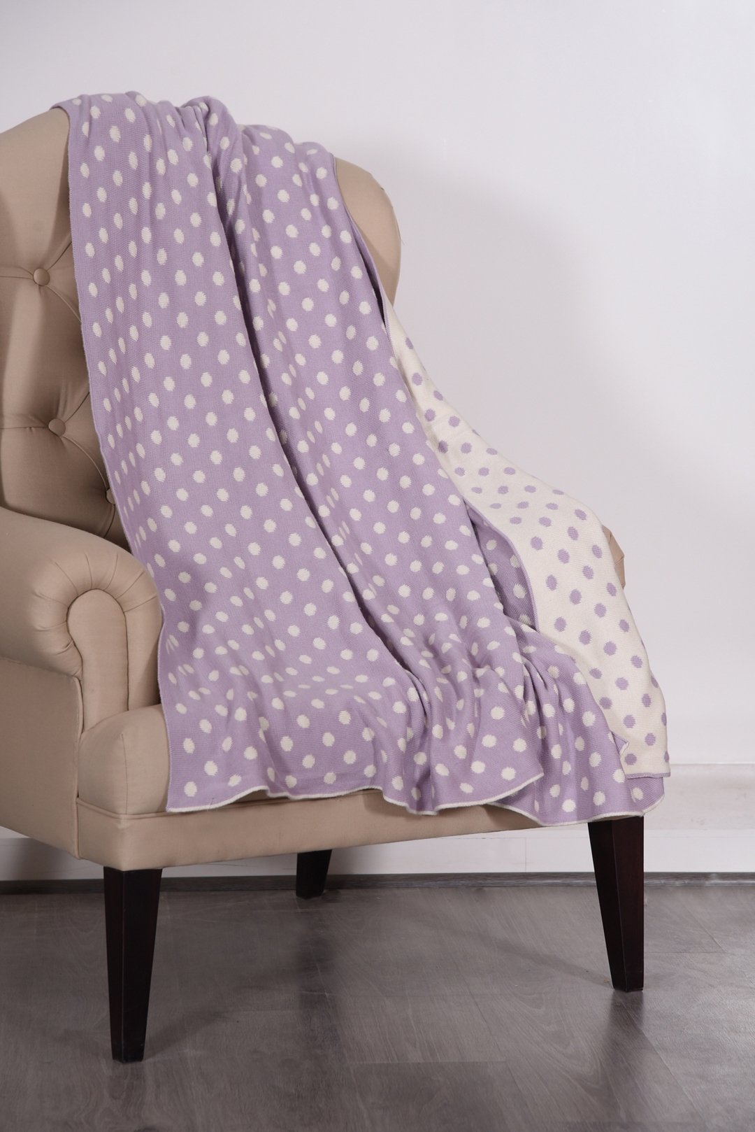 Norry Design100% Cotton Knit Throw Blanket- Throws And Blankets Sofa Couch Blanket–50”X60” Indoor–Outdoor Throw Blanket 11x13x3 LAVANDER-NATAURAL