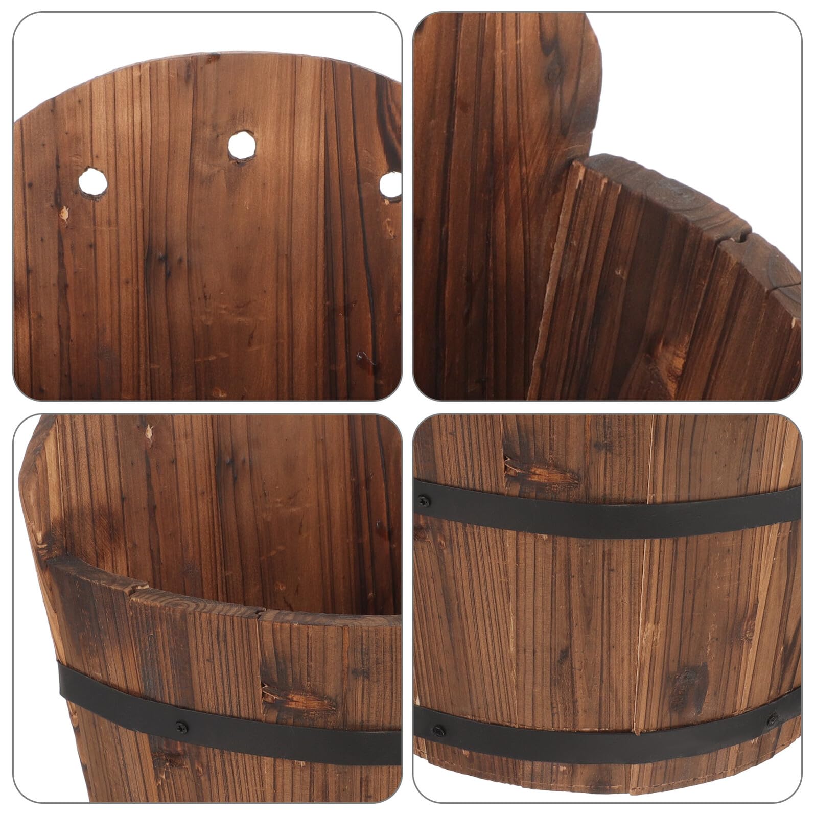 Hängender Blumenampel Blumentopf aus Holz, dekorativer Wand-Blumentopf für Balkon und Garten, rustikaler Pflanzenkübel mit natürlichem Landhausstil, Installieren, langlebig und praktisch