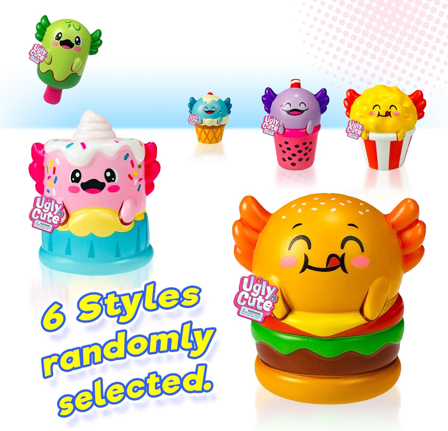 JA-RU Jumbo Foamie Axolotl Smushy Foodie (12 Axolotls Assorted) Ugly Cute Squishy Snack Toy for Boys & Girls. Slow Release Fidget for Kids, Teen, & Adult. Snaxolotl Collectible Party Favor. 4740-12