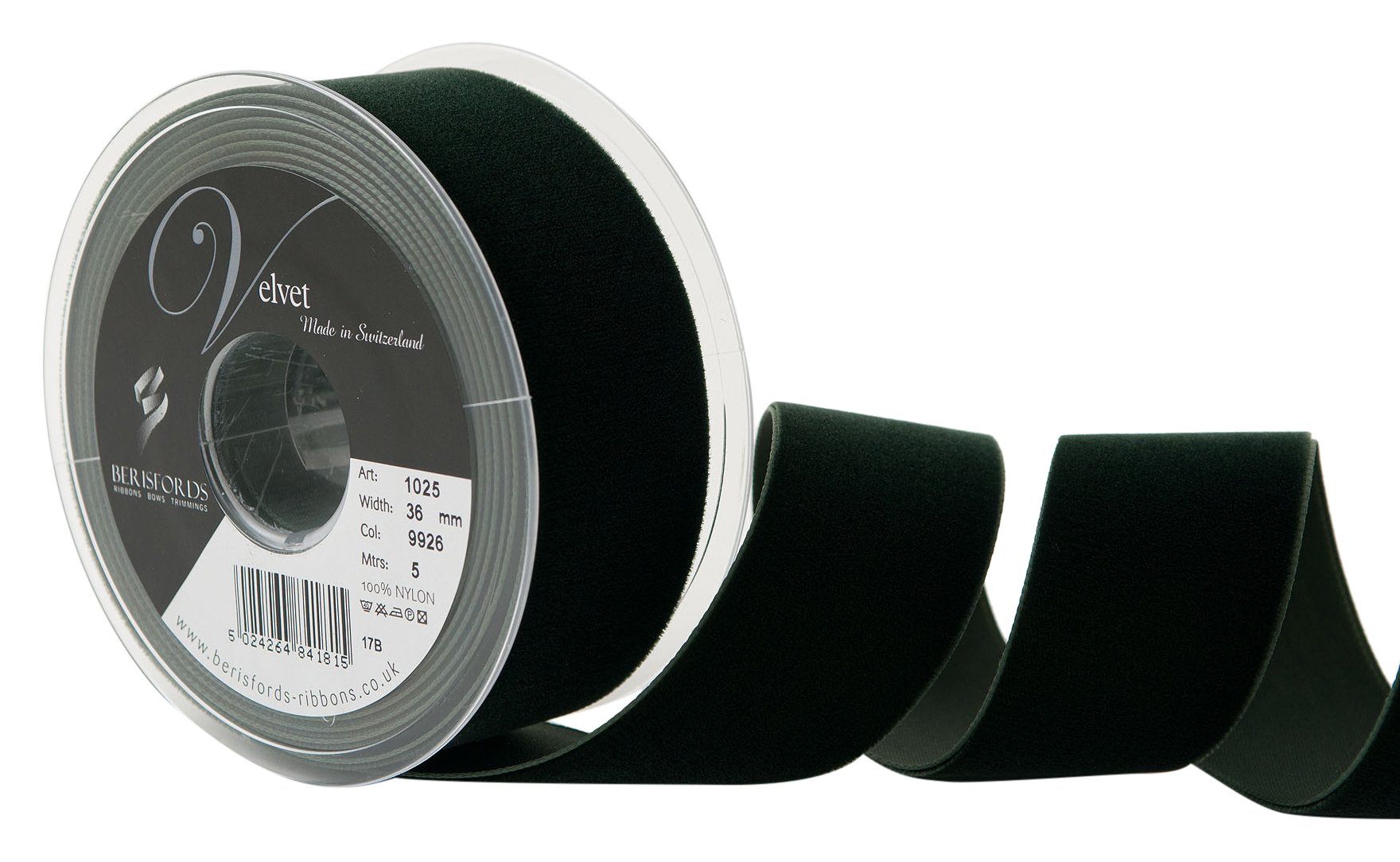 Berisfords 9926 Olive Velvet Ribbon Mini Roll