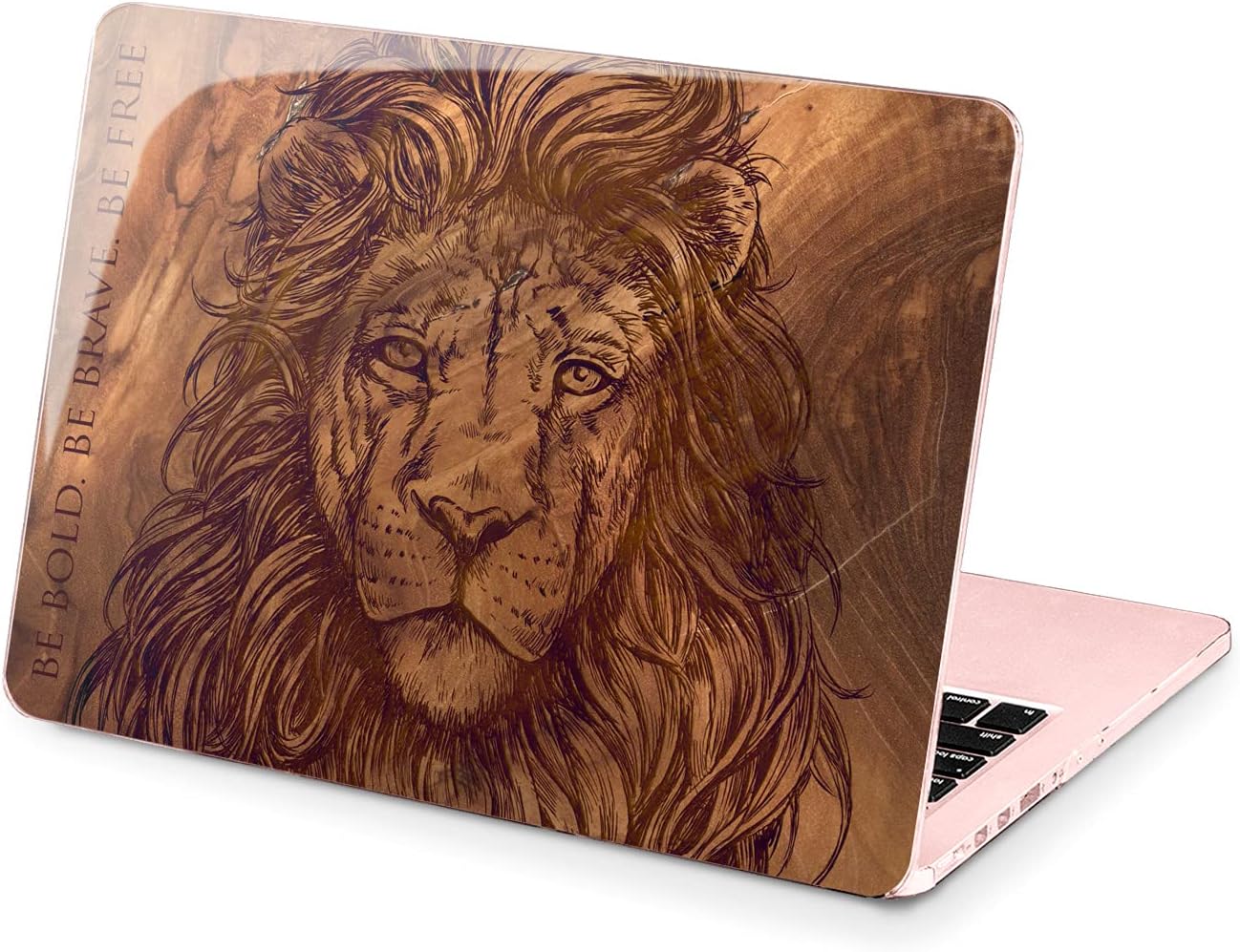 Hard Case Compatible for MacBook Pro 16 14 M3 M2 2023 M1 Pro 13 2022 Air 13 2021 Retina 2020 Mac 11 12 Quote Animal Nature Men Saying Print Brown Design Lion Laptop Wooden Protective Cover