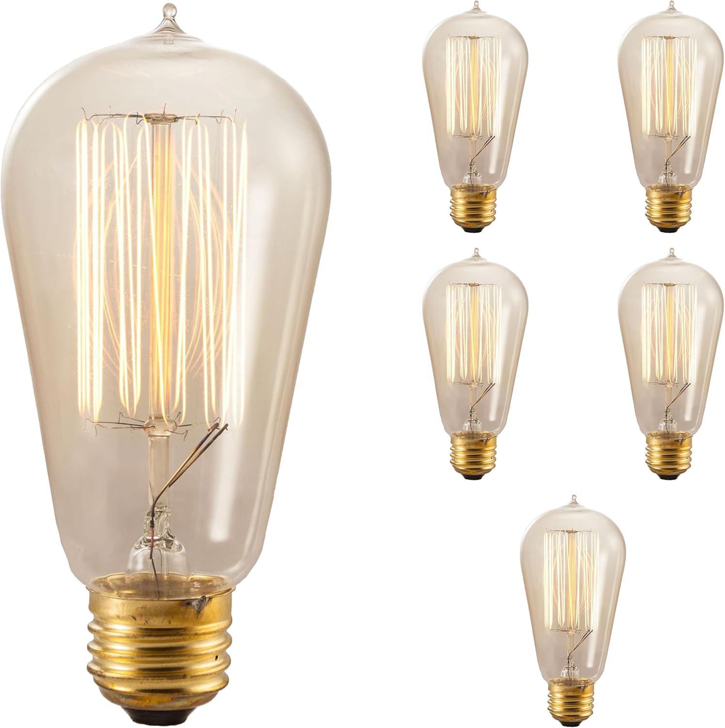 Bulbrite NOS40-1910 40-Watt Nostalgic Incandescent Edison Squirrel Cage ST18, Medium Base, Antique Bulb (6 Pack)