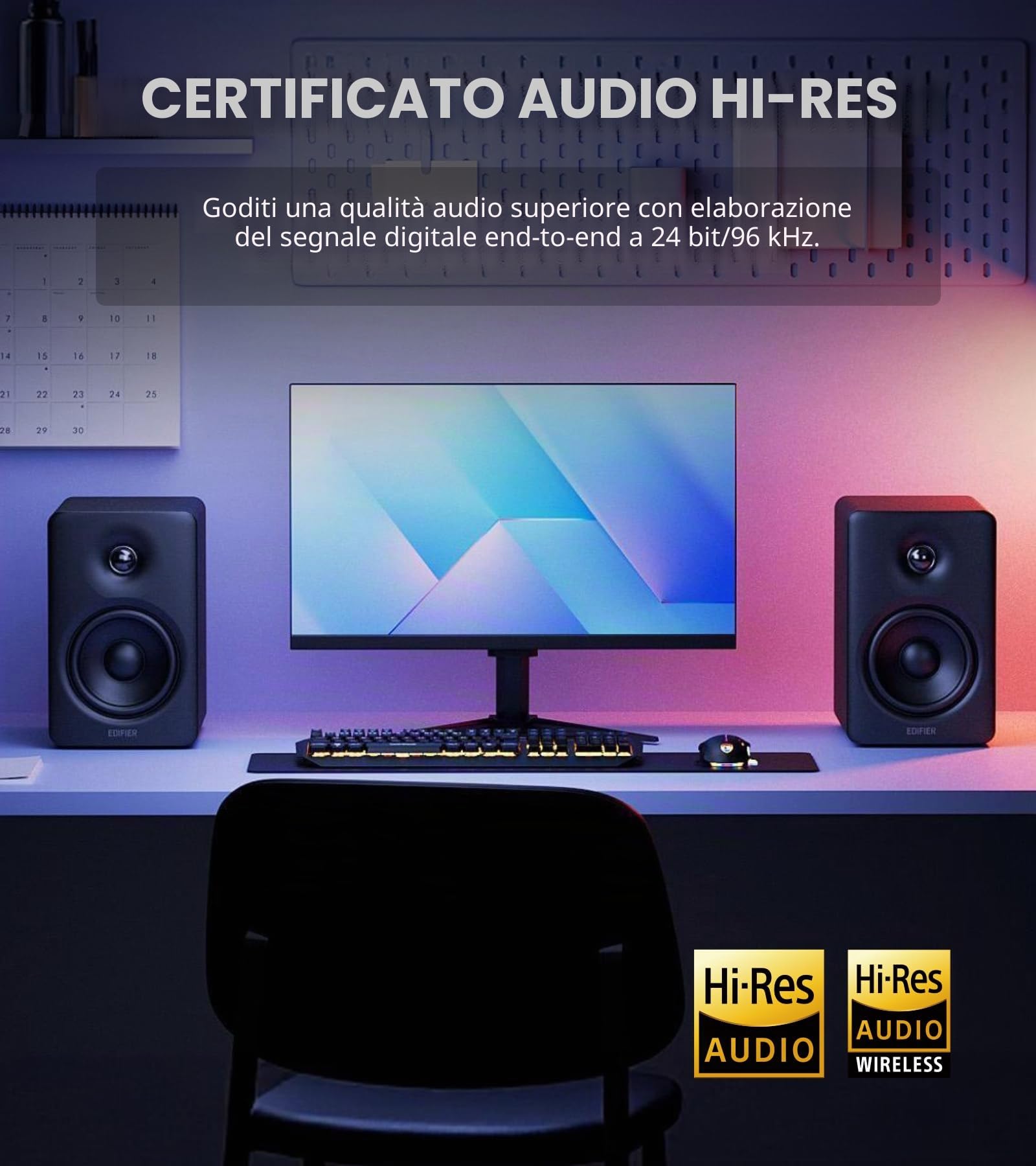 Edifier Altoparlanti per computer M90, altoparlanti da scrivania RMS da 100 W, audio ad alta risoluzione, LDAC, altoparlante compatto Bluetooth 6.0, ingresso HDMI eARC/ottico/USB-C/AUX, altoparlanti