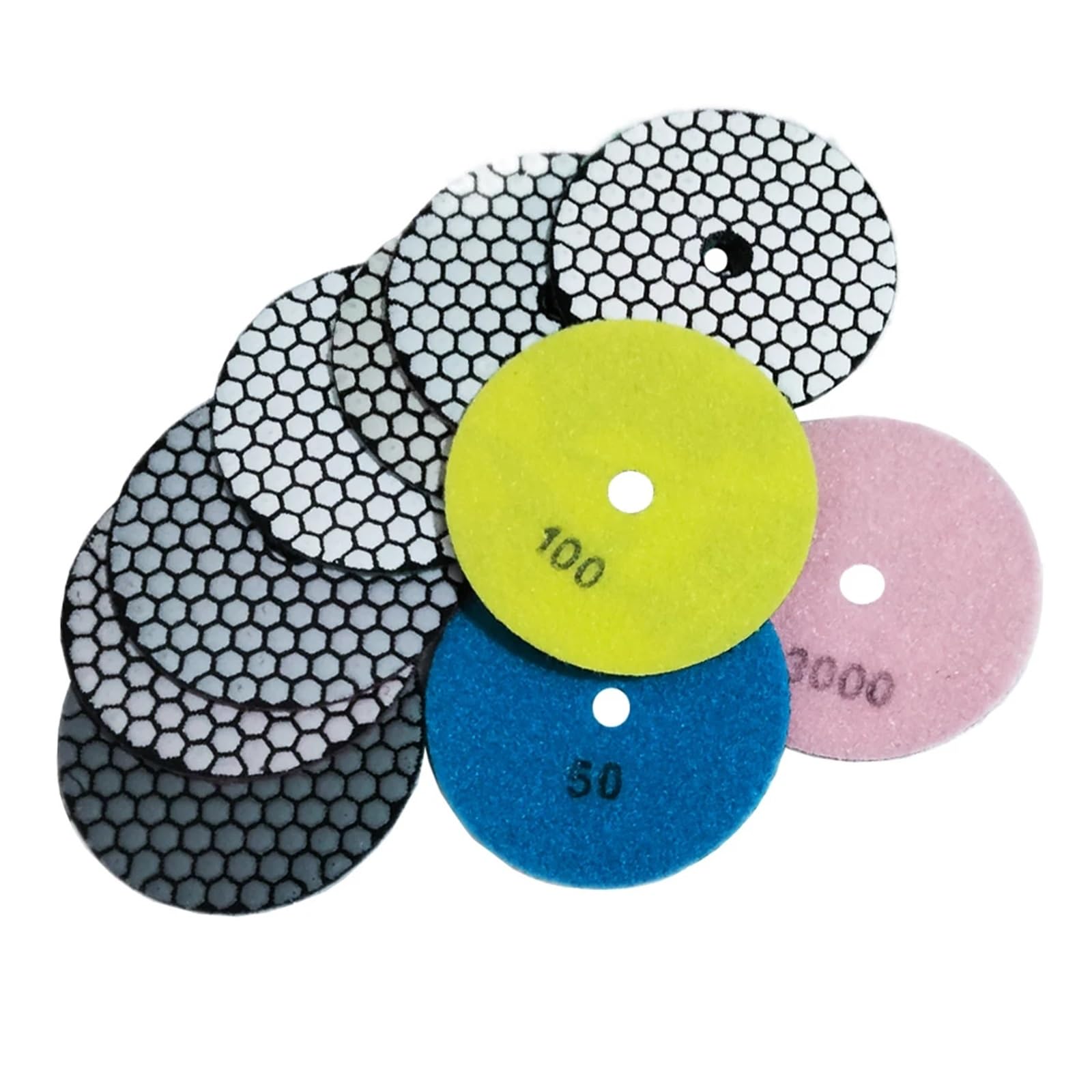 Diamentowe podkładki polerskie, 3-4 cale, żywica diamentowa, 7-ziarnista, polerowanie na sucho, gąbka, 10 sztuk, do granitu, marmuru, kamienia, ceramiki(7step and Backer Pad,3 inches)