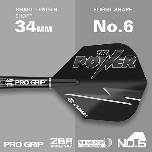 Miniatura 4 de Phil Taylor Power 8-Zero Black P8Z4 - Juego de dardos (80% acero de tungsteno)