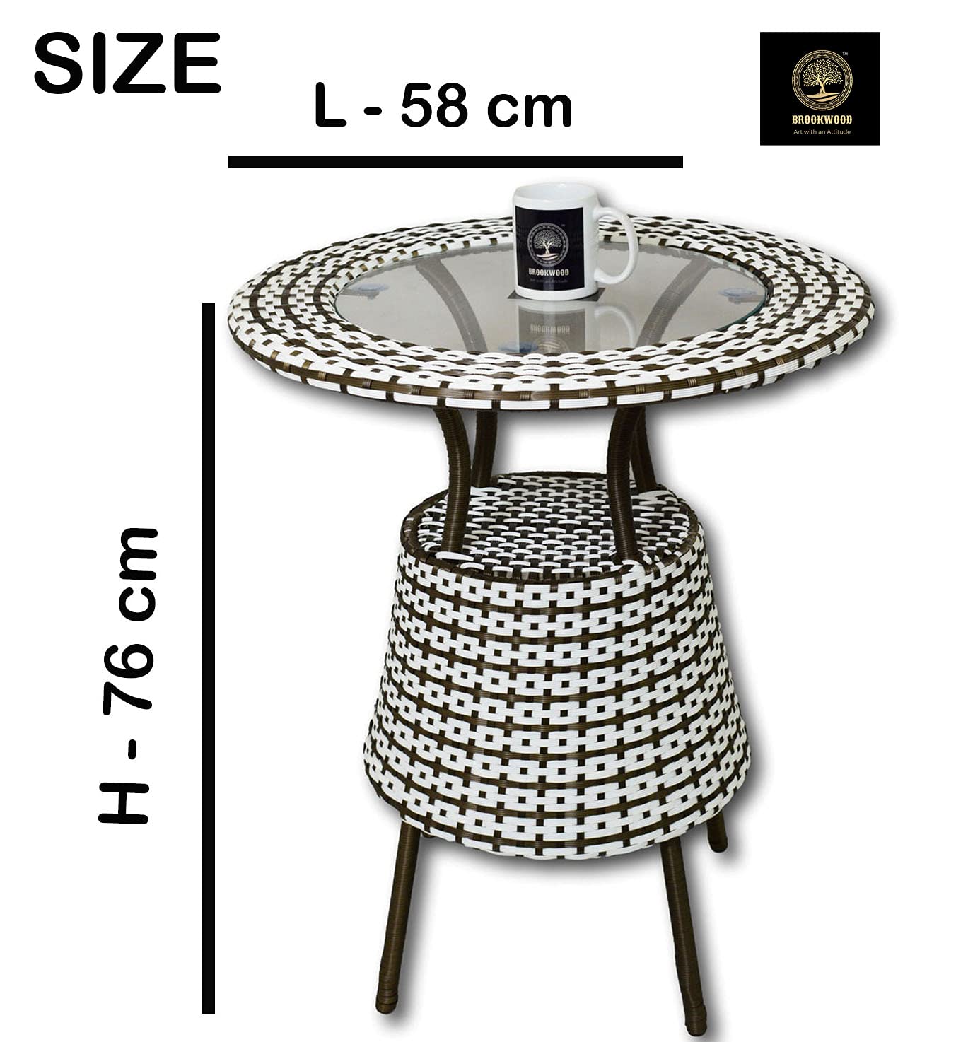 Brookwood - Outdoor Furniture 1 Table Without Glass -White+Golden Color 1
