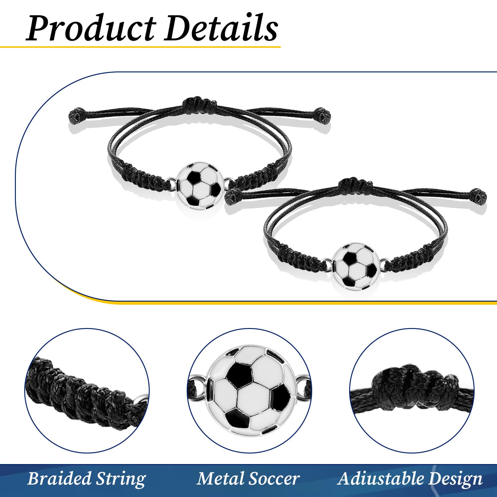 simarro Lot de 12 bracelets de football pour enfants, cordon réglable, bracelets d'amitié, sport, adolescents, adultes, filles et garçons, cadeaux de football