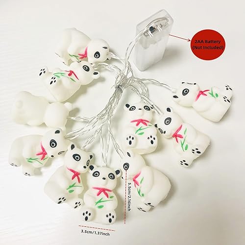 Miniatura 2 de Bonita luz nocturna de panda, tira de luces de oso de bambú para dormitorio de niños, guirnalda de luces de panda para niños, cumpleaños, hogar,