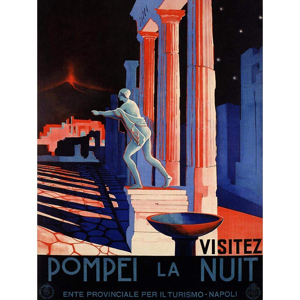 Wee Blue Coo Travel Pompeii Italy Roman Statue Vesuvius Volcano Temple Ruin Art Print Poster Wall Decor 12X16 Inch