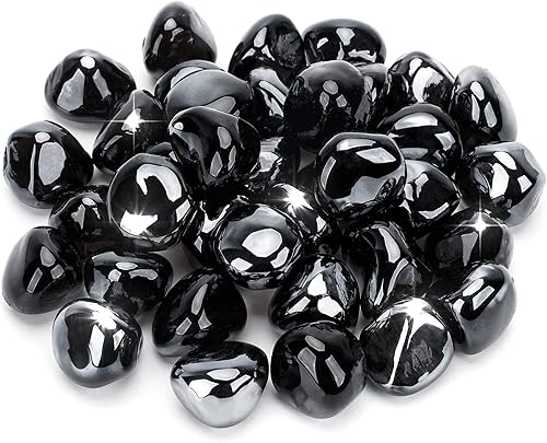 Stanbroil Diamantes de cristal de fuego de 10 libras, vidrio de fuego de 12 pulgada para chimenea, hoguera y paisajismo, brillo negro ónix