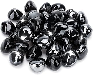 Stanbroil 10-Pound Fire Glass Diamonds - 1/2 inch Luster Fire Glass for Fireplace Fire Pit and Landscaping, Onyx Black Luster