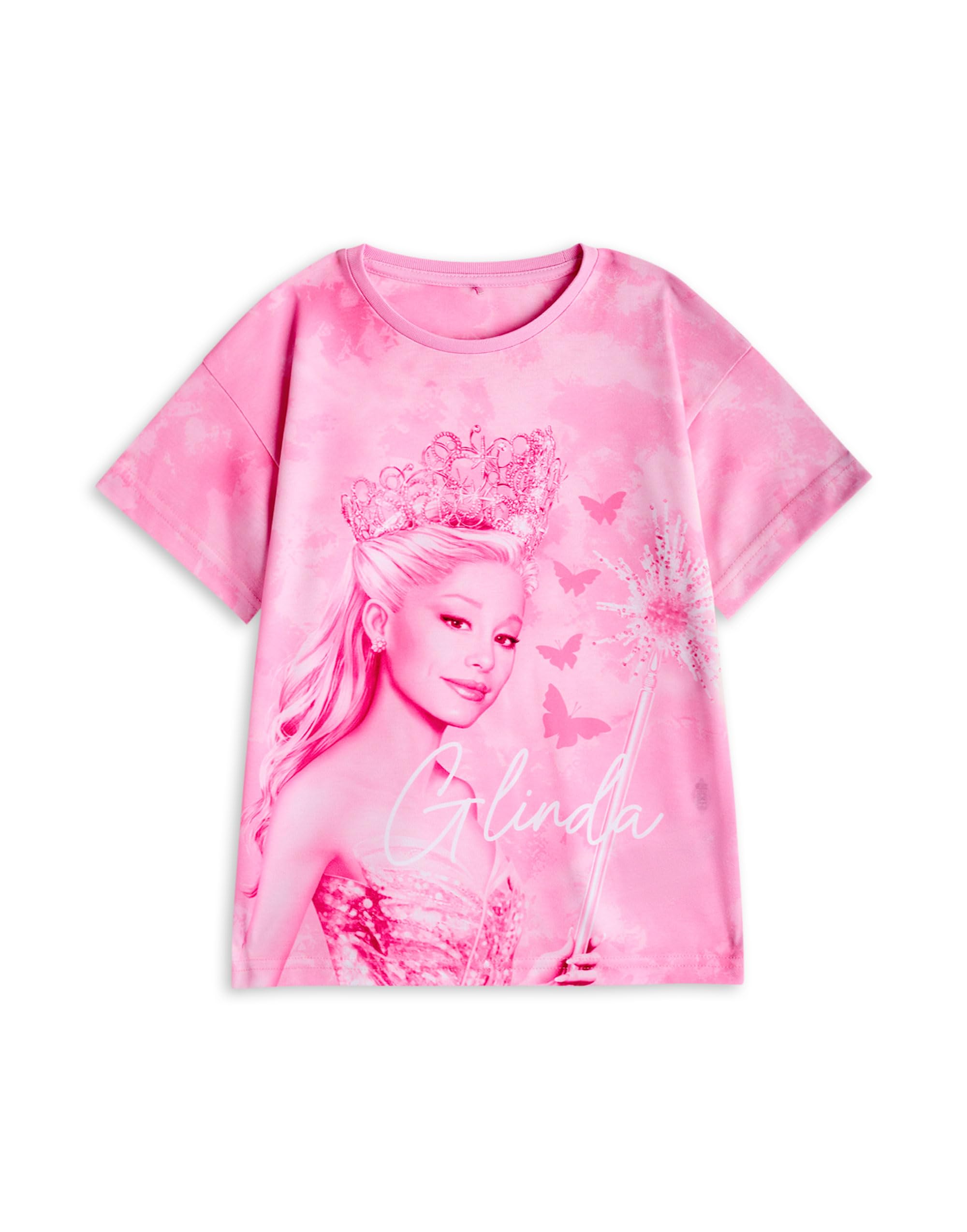 Vanilla Underground Wicked Set Pigiama per Ragazze, Confezione da 2 | Top a Maniche Corte con Stampa Grafica dei Personaggi Glinda ed Elphaba Rosa e Verde per Bambini e Pantaloni Pigiama