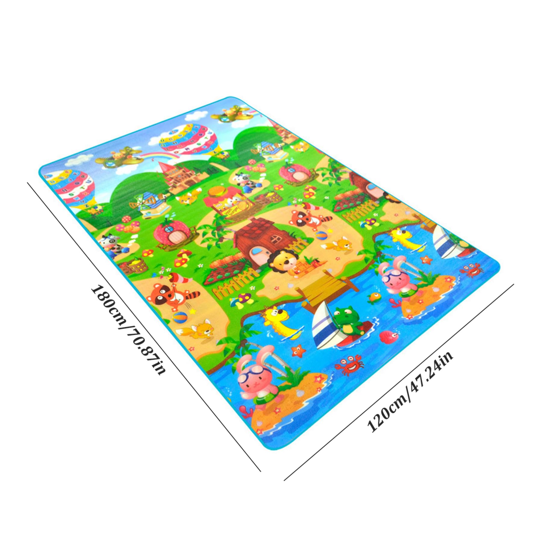 Baby Play tappetini per il pavimento 120x180x0.5 cm bambini che strisciano educativo playmat a 2 forme di alfabeto a 2 lati che apprendono i tappeti per la sala giochi per bambini piccoli.