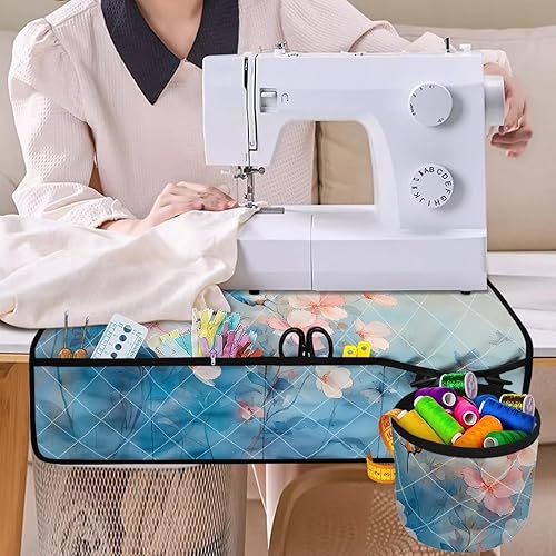 Miniatura 45 de Estera de máquina de coser con flores brillantes y florales bohemias, reduce la vibración, antideslizante, organizador duradero