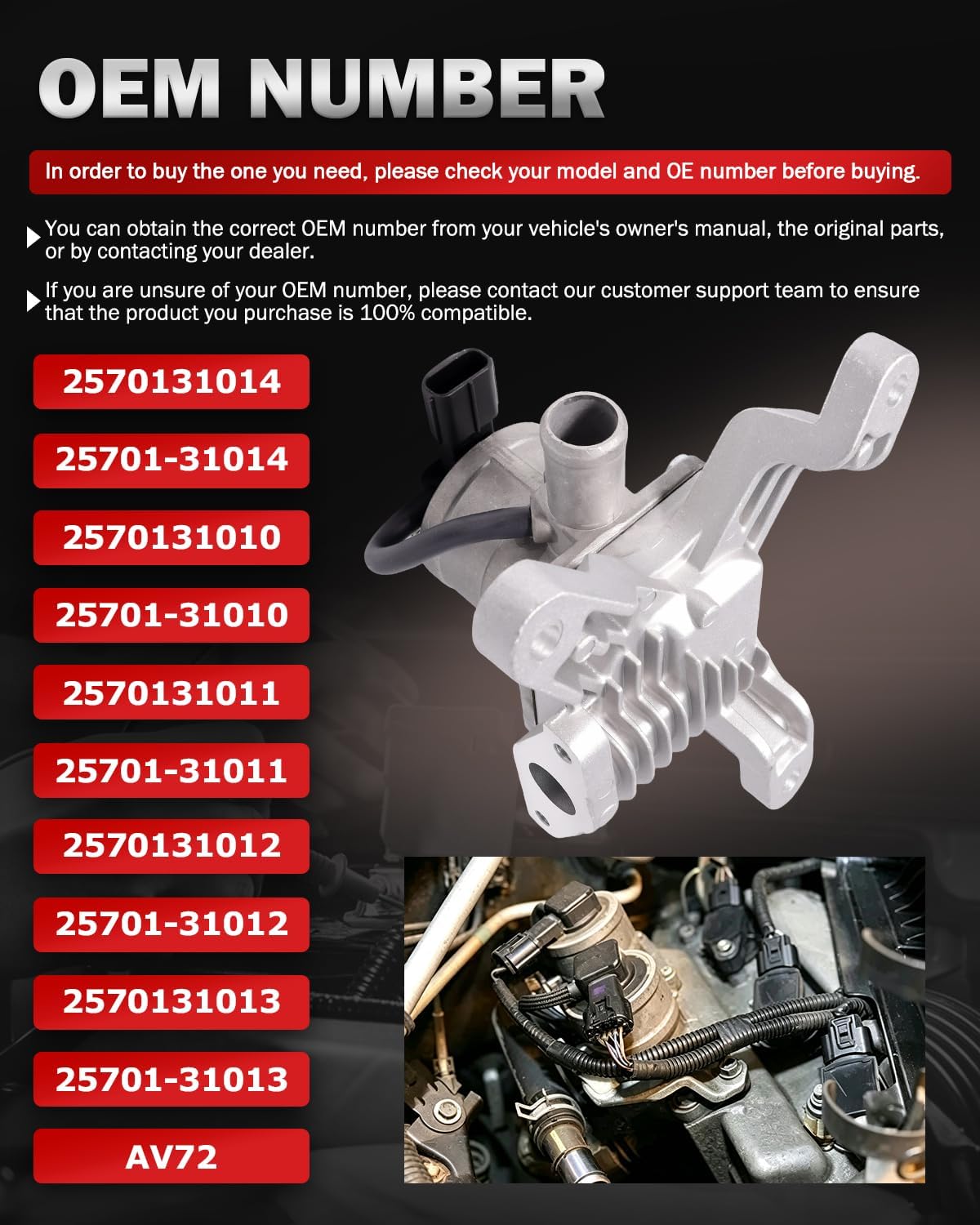 25701-31014 Secondary Air Injection Check Valve Right for Toyota Tundra 4Runner FJ Cruiser 2010-2024 4.0L V6 Air Switch Control Valve, Replaces OE: 2570131014 2570131010 2570131011