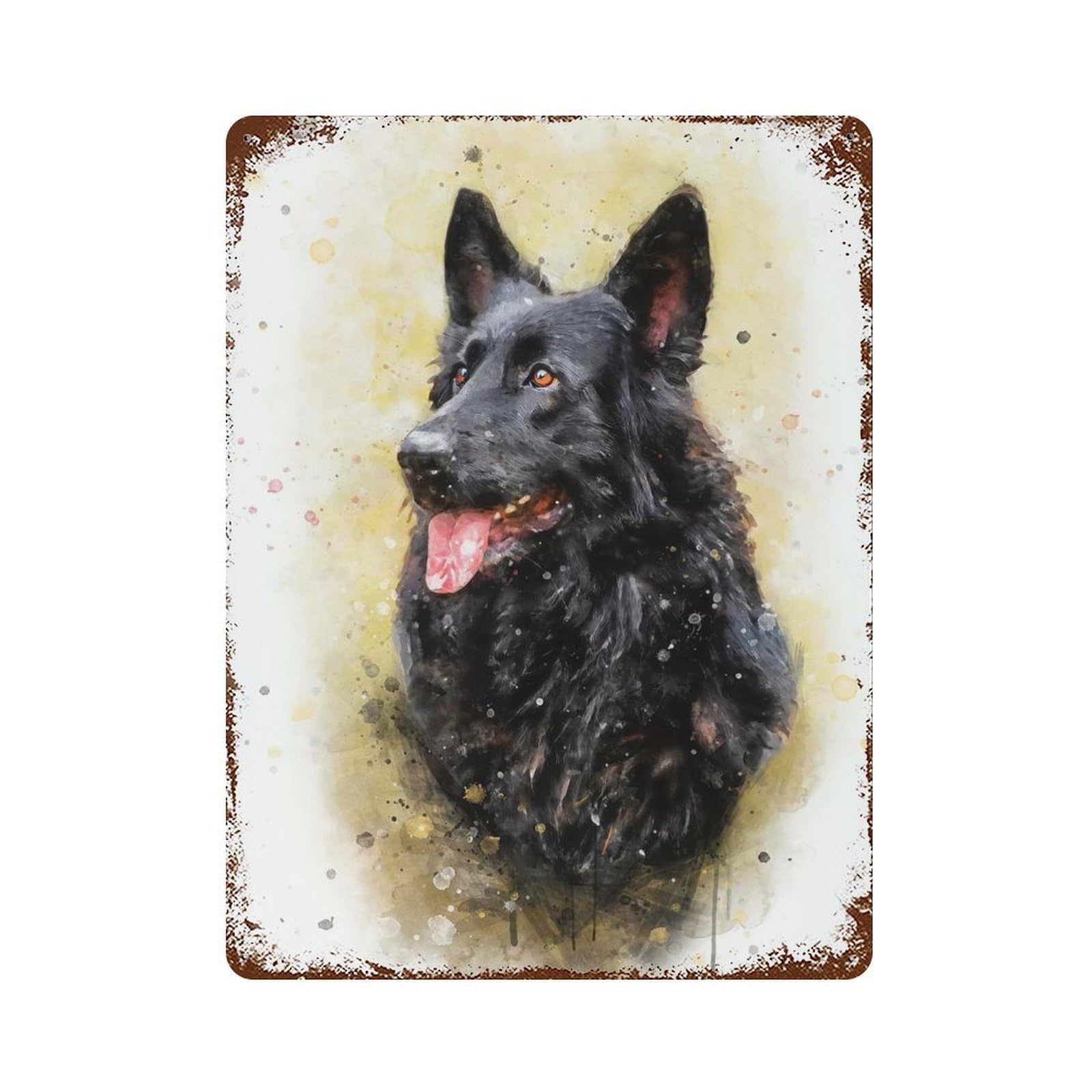 Garage Style German Shepherd Dog Art Distressed Metal Wall Sign 15.7"x11.8", Vintage Wall Decor for Bar And Workshop