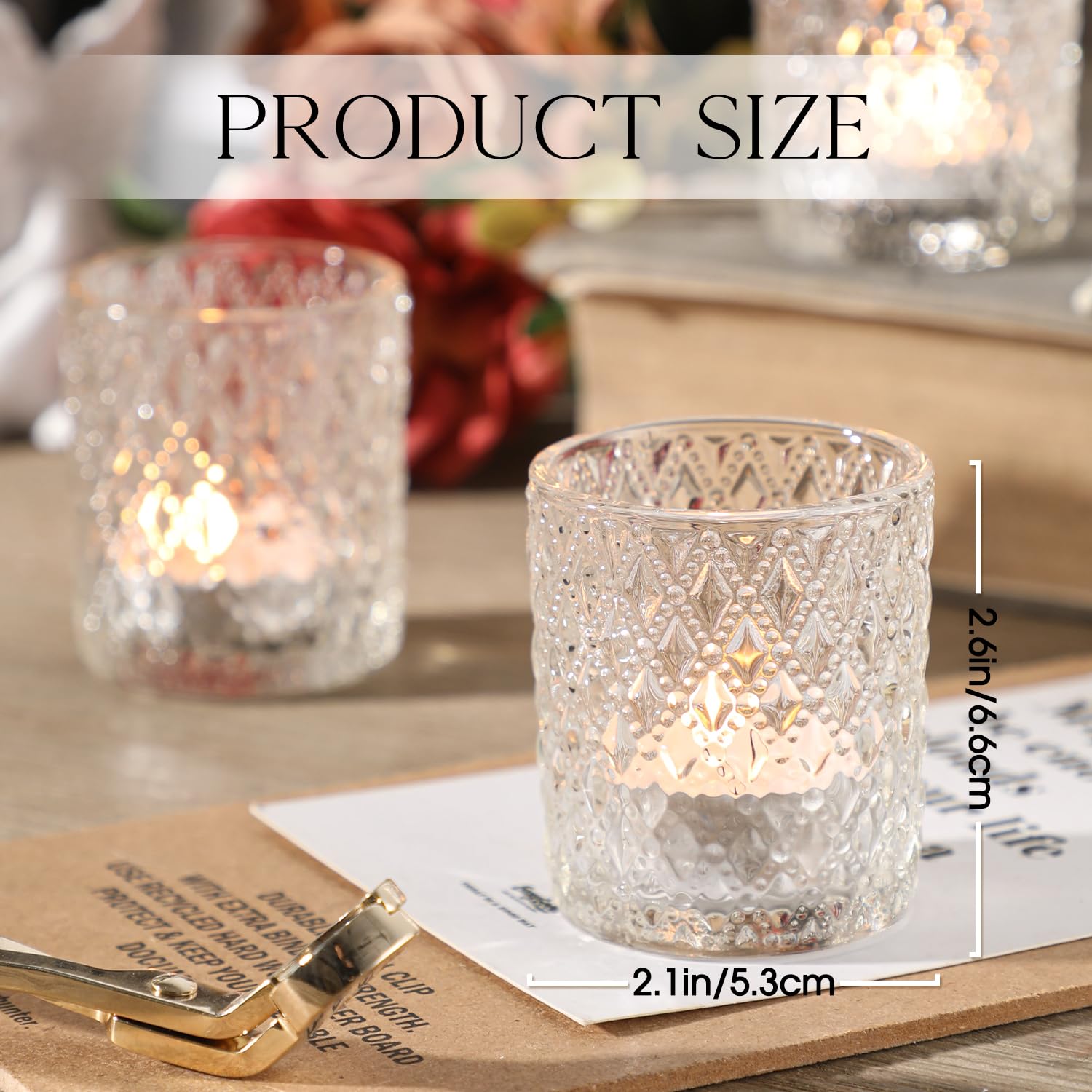 Votive Lot De 24 Photophores En Verre Transparent Pour Centre De