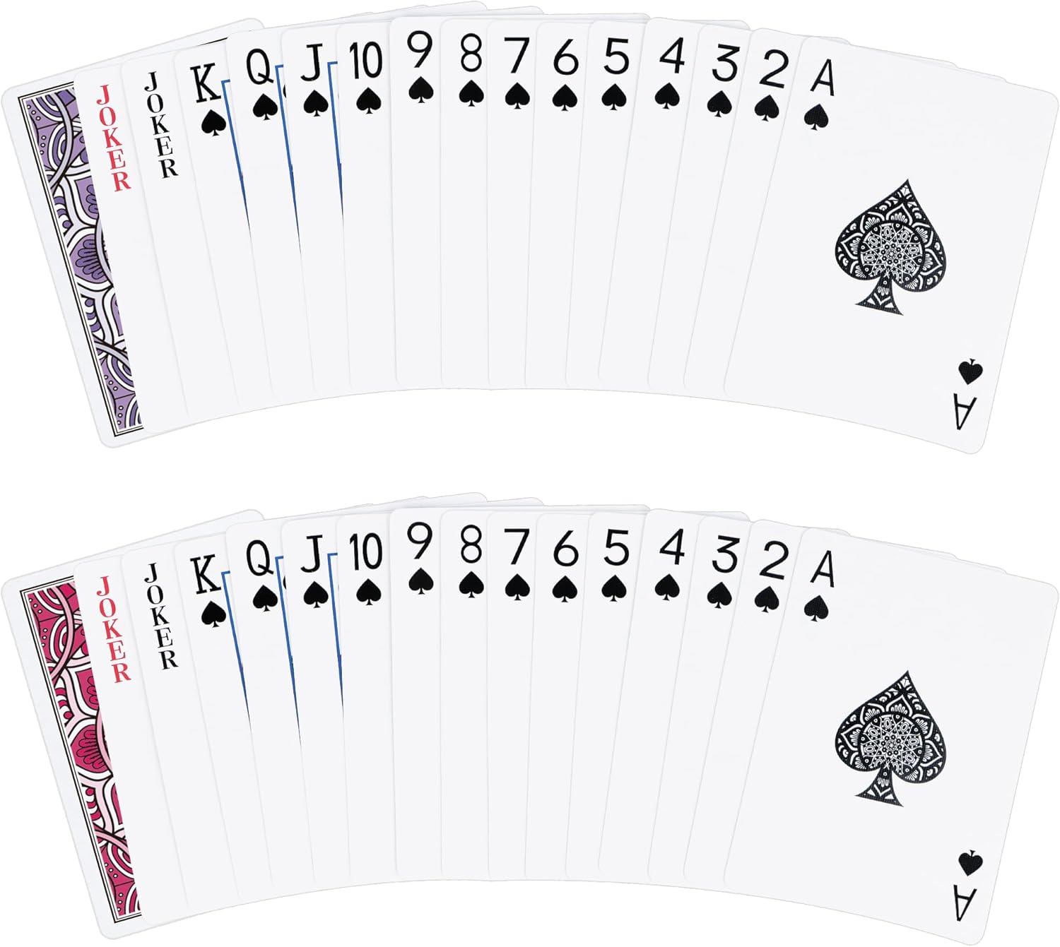 Playing Cards 2 Pack, Deck of Cards, Standard Poker Card Set,Fun Card Games for Adults,Easy Shuffle Unique Design Card for Pinochle,Bridge,Go Fish,Cartas(Pink/Purple)