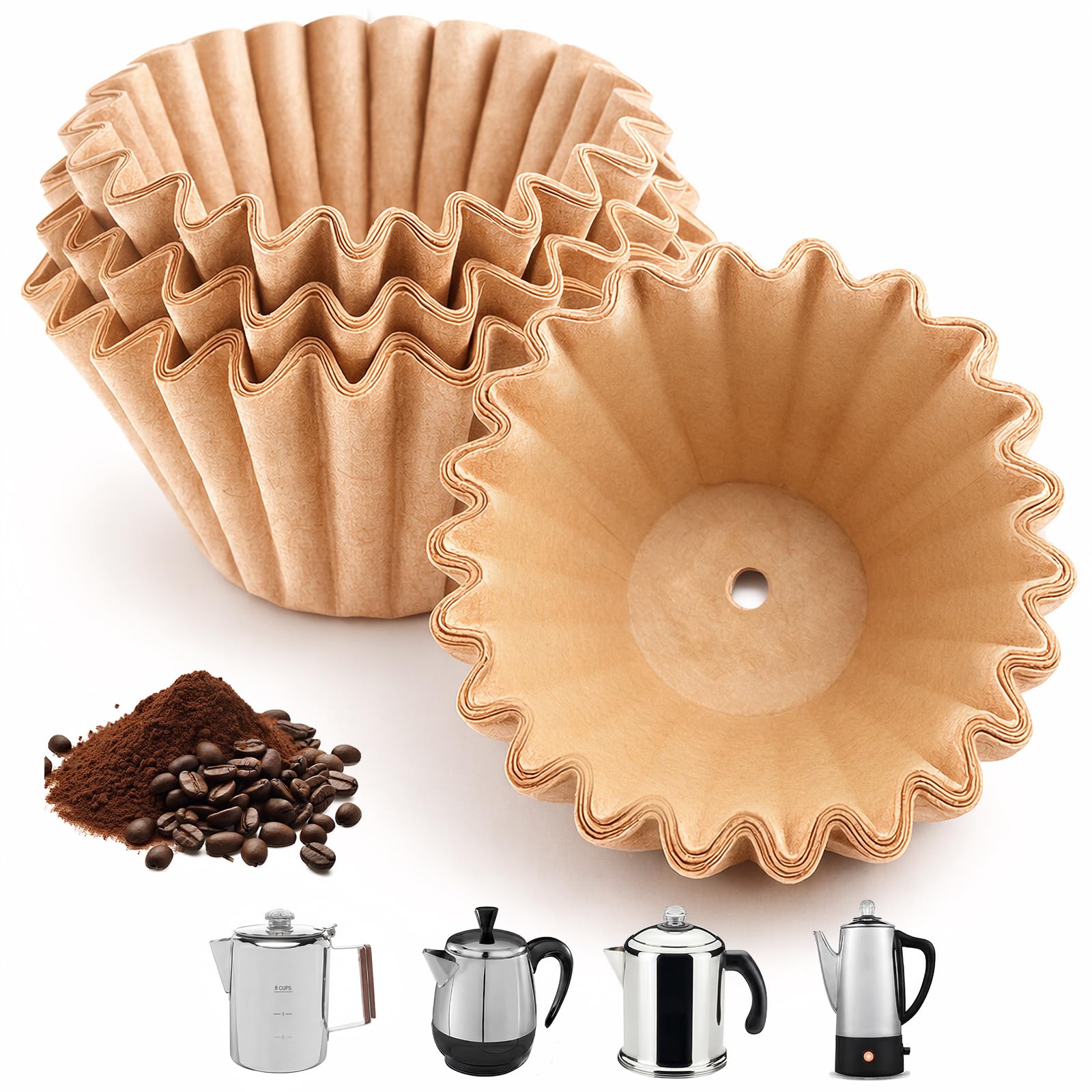 Photo 1 of 150Pcs Coffee Filters Compatible with Farberware Coffee Percolator, Unbleached Percolator Coffee Filters for Coletti 6Cup, FCP240 Yosemite, Elite Gourmet 6Cup, Basket Coffee Filter