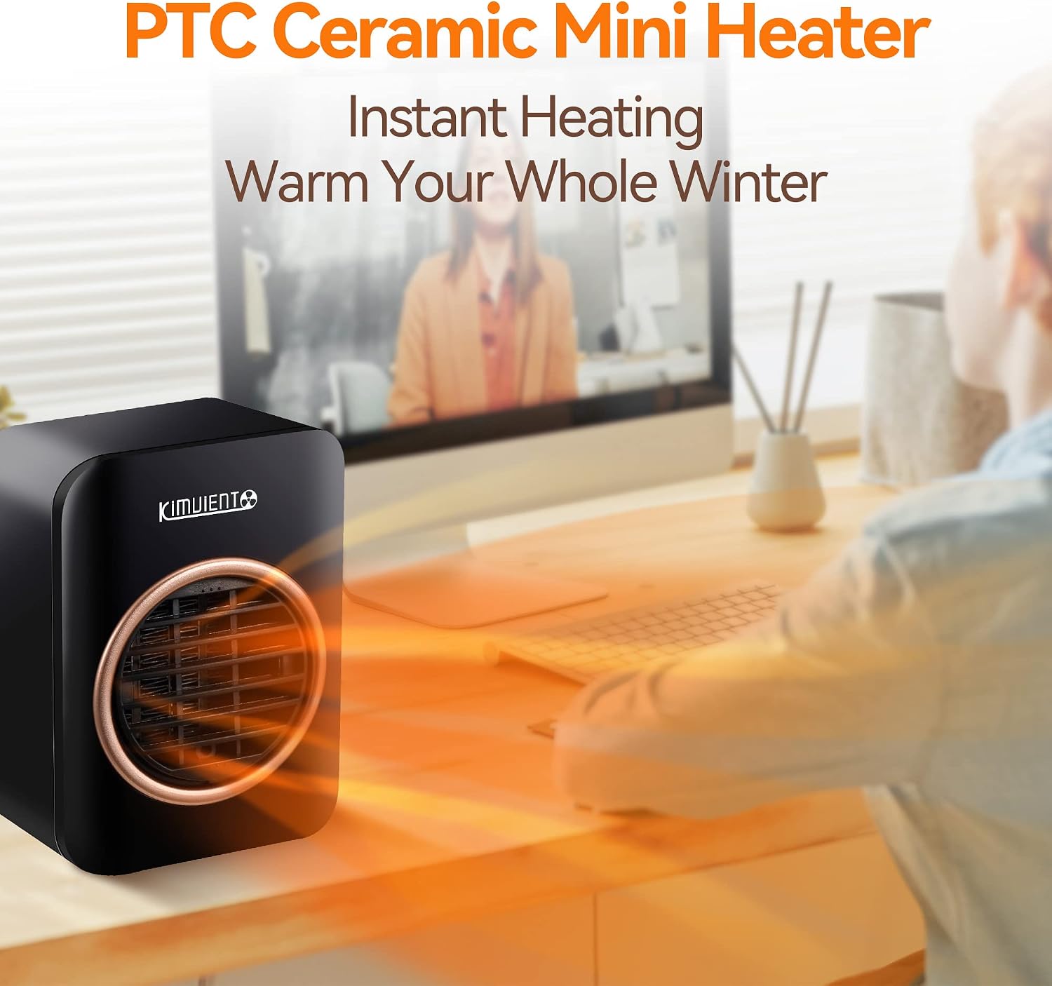 Mini Space Heater 200W Low Wattage Electric Small Desk Heater for Office, Bedroom, Home or Room, Personal Ceramic Heater for Indoor Use with Tip-Over and Overheat Protection, Energy Efficient, Black