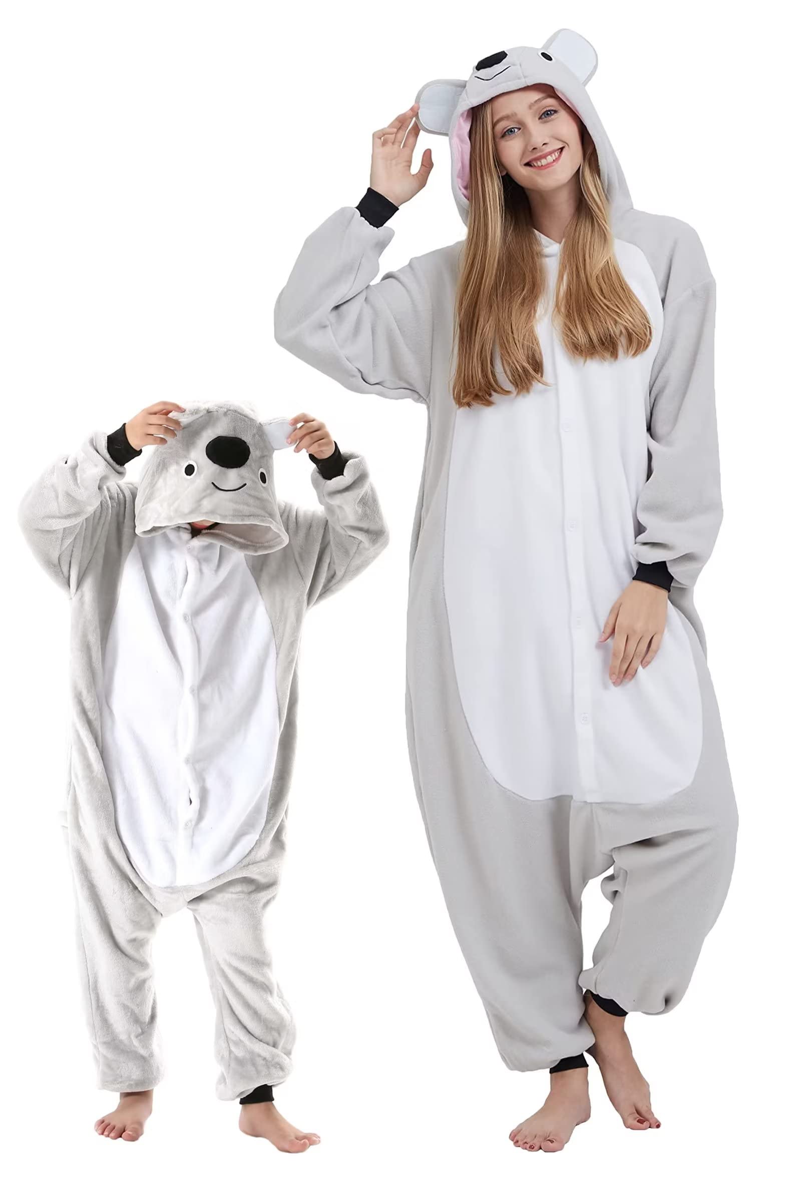 DarkCom Animal Onesie for Kids,Flannel Cosplay Koala Halloween Christmas Costume Parent-Child Sleepwear for Girls Boys 12-13 Years