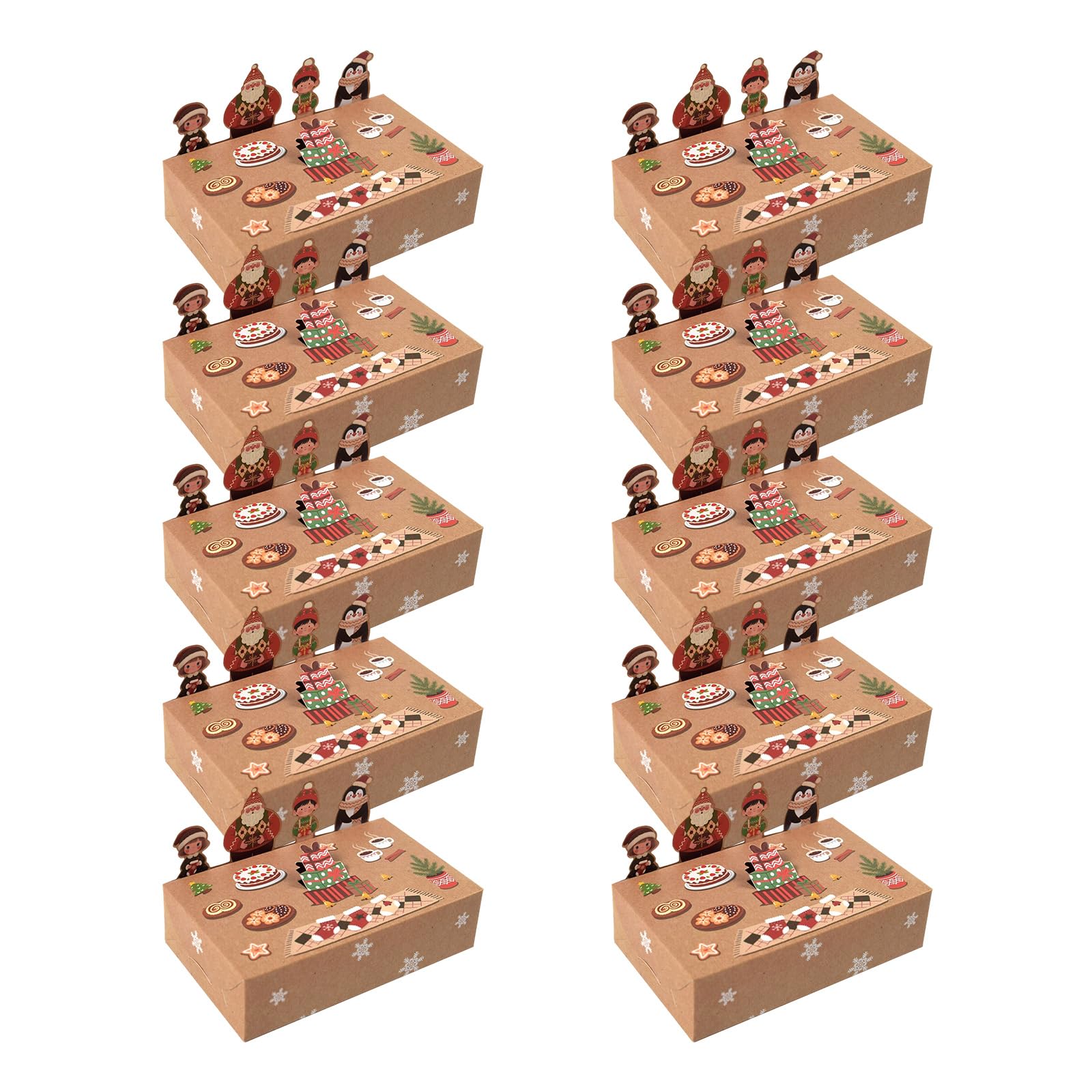 TFAOYS 10pcs Christmas Cookie Boxes Animal Pattern Foldable Storage Containers for Holiday Parties Safe for Kids Christmas Animal Gift Boxes