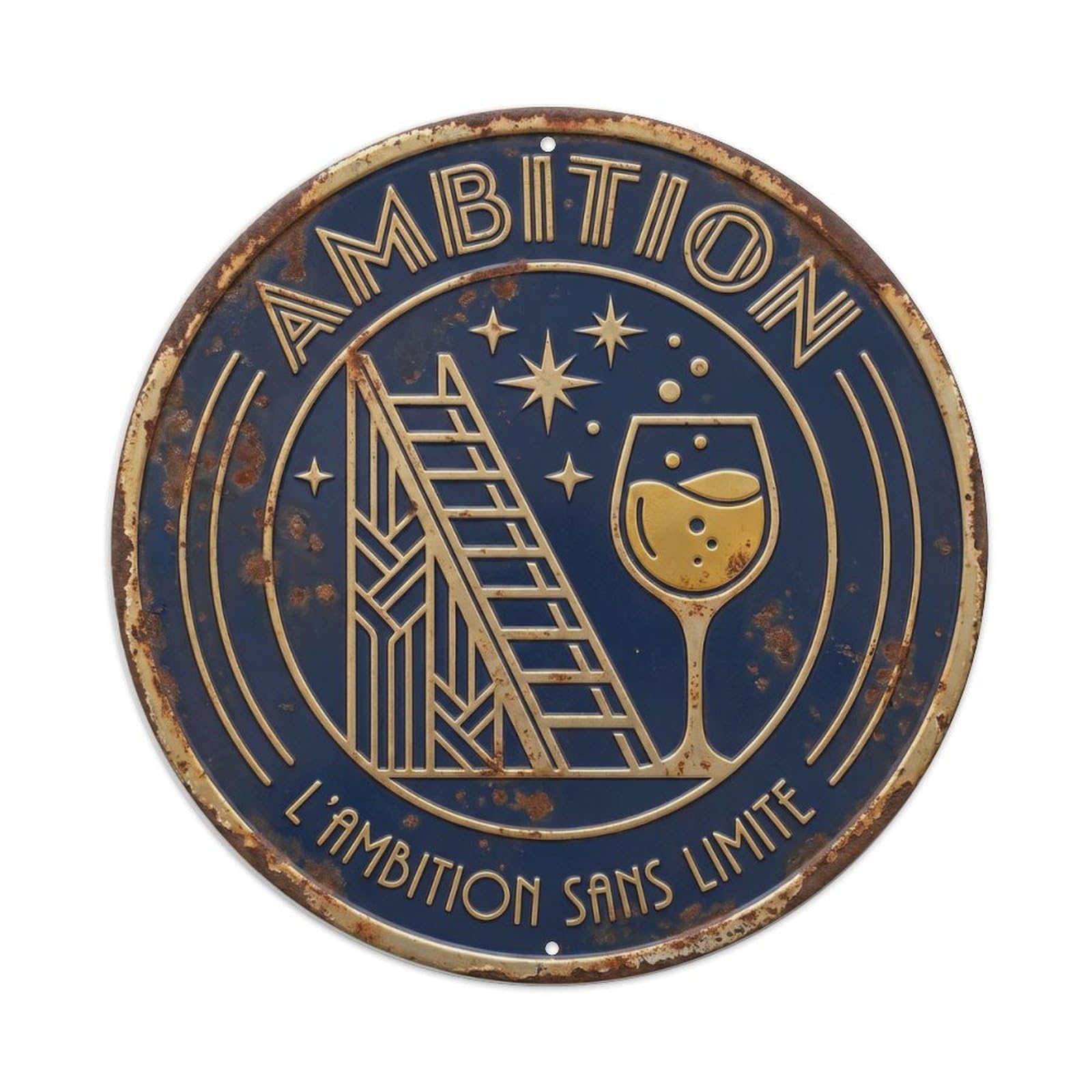 Ambition Humorous Lounge Ambition Metal Tin Sign Plaque Wall Decor for Cafe, Club Bar, Office, Home Garden Round Metal Poster 8x8Inch