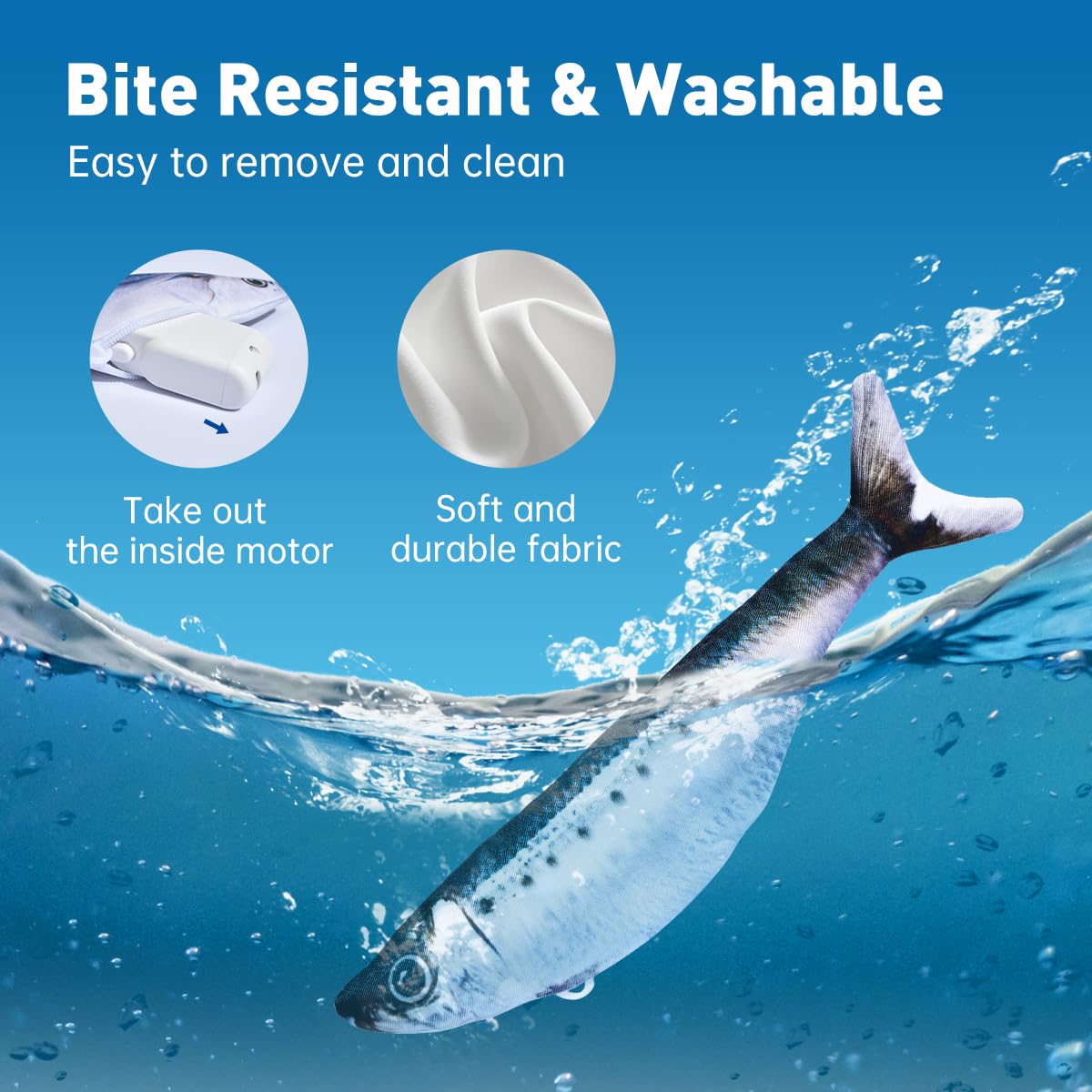 Petgravity Bissgroßes realistisches Flopping Fish Katzenspielzeug, 3 Stück, interaktives Katzenspielzeug für alle Rassen, tippaktivierter 3 Flapp-Modus, Sardine/Saury/Gelb Croaker, 18 cm, mit