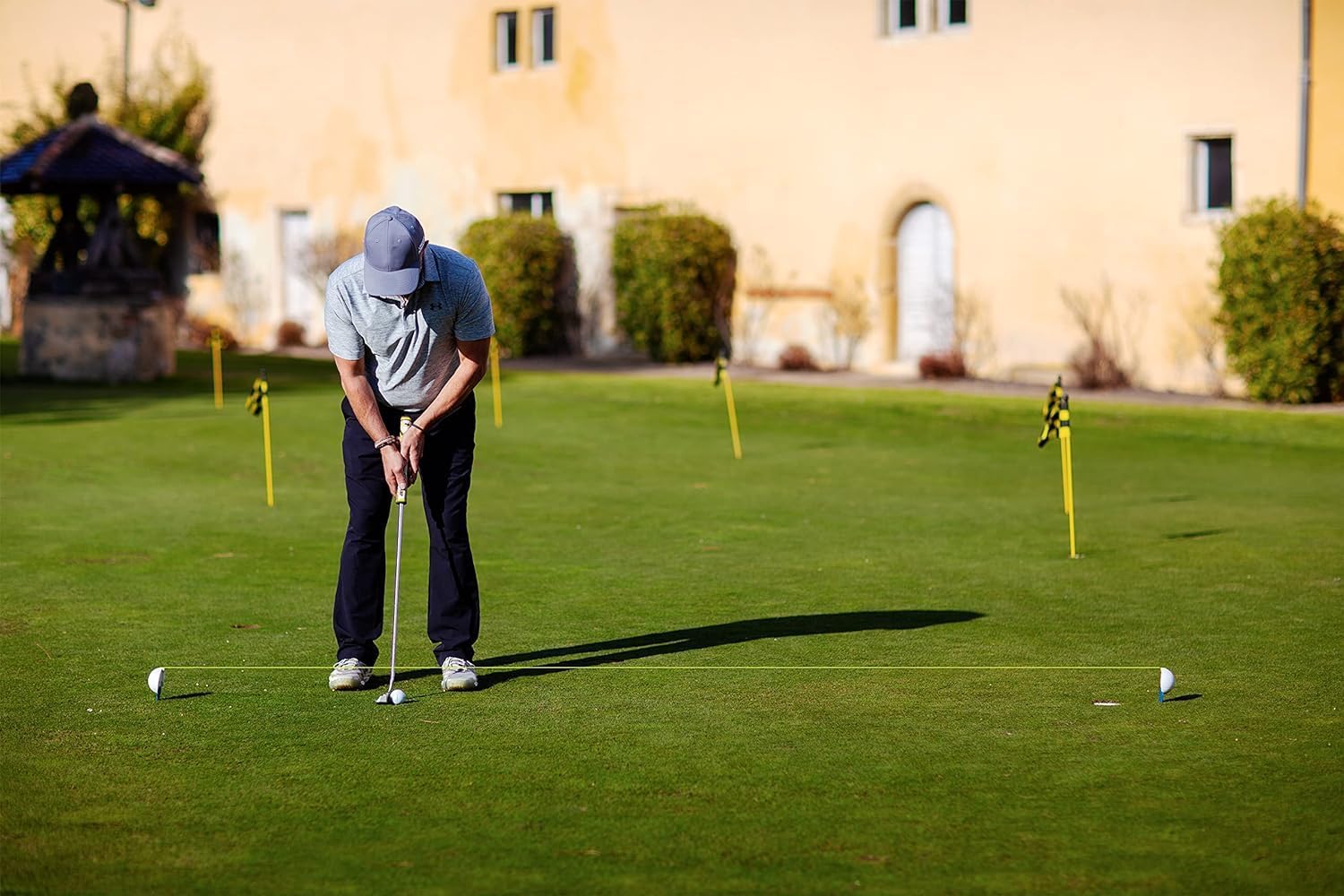 The Alignment Ball - Golf Training Aid for Setup & Alignment - Alternative to Sticks/Rods. Bundle with Golf Ball Alignment Stencil & Pen