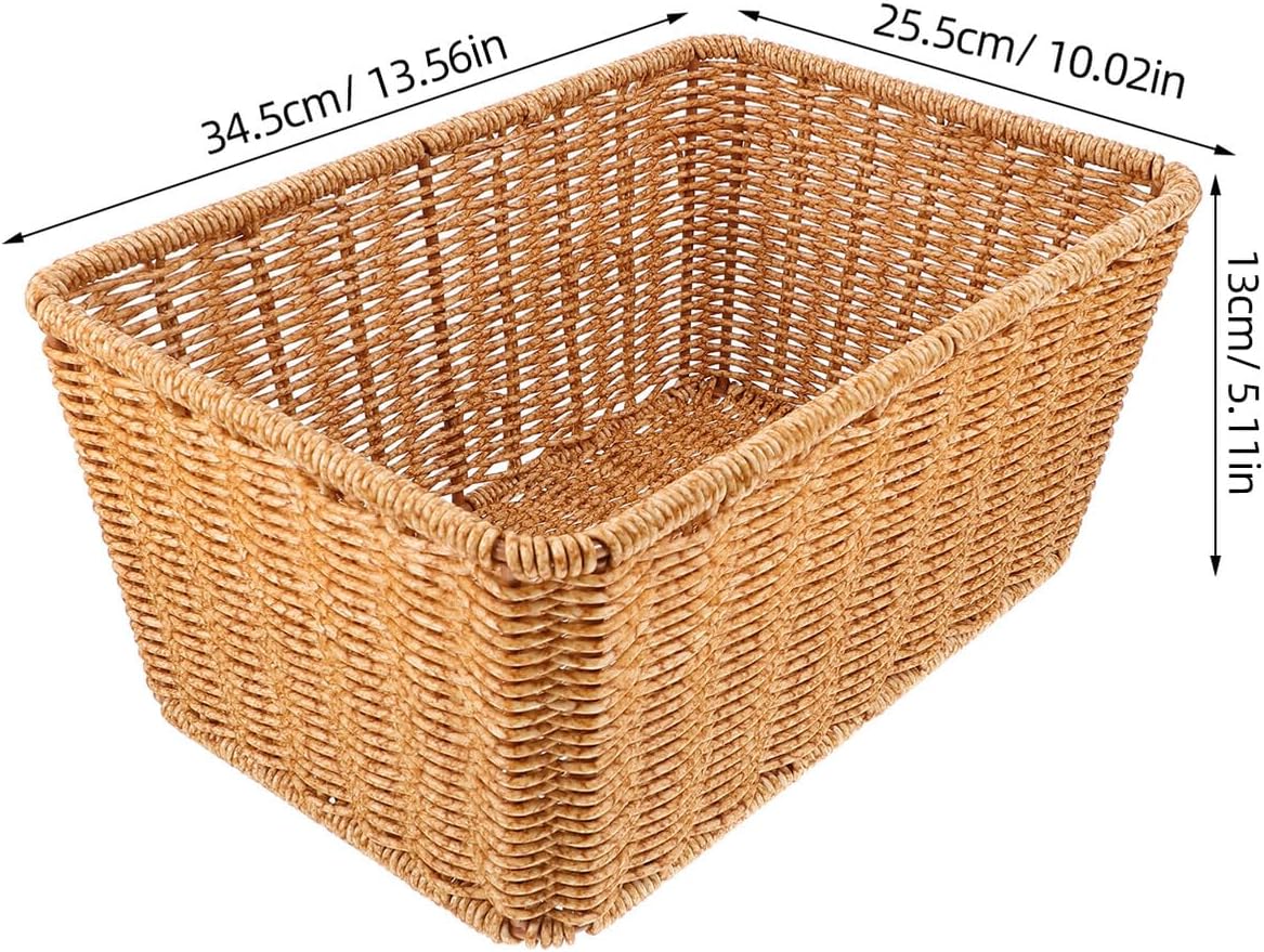 Hemobllo Woven Fruit Basket for Kitchen Counter, 34.5x25.5x13cm, Rattan-style Storage Basket for Fruits and Snacks, Household Multifunctional Display and Organization Container