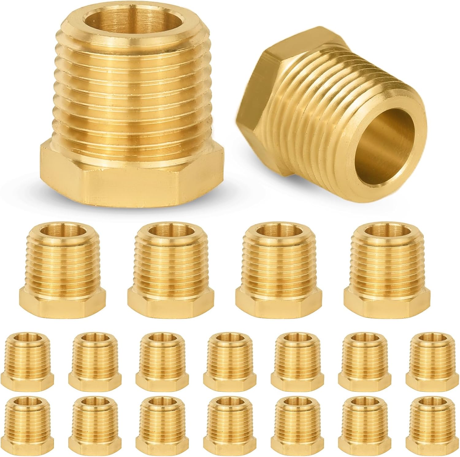 20PACK GUOFIS Brass Pipe Fitting Plug,3/8" NPT Male Hex Plug/End Cap
