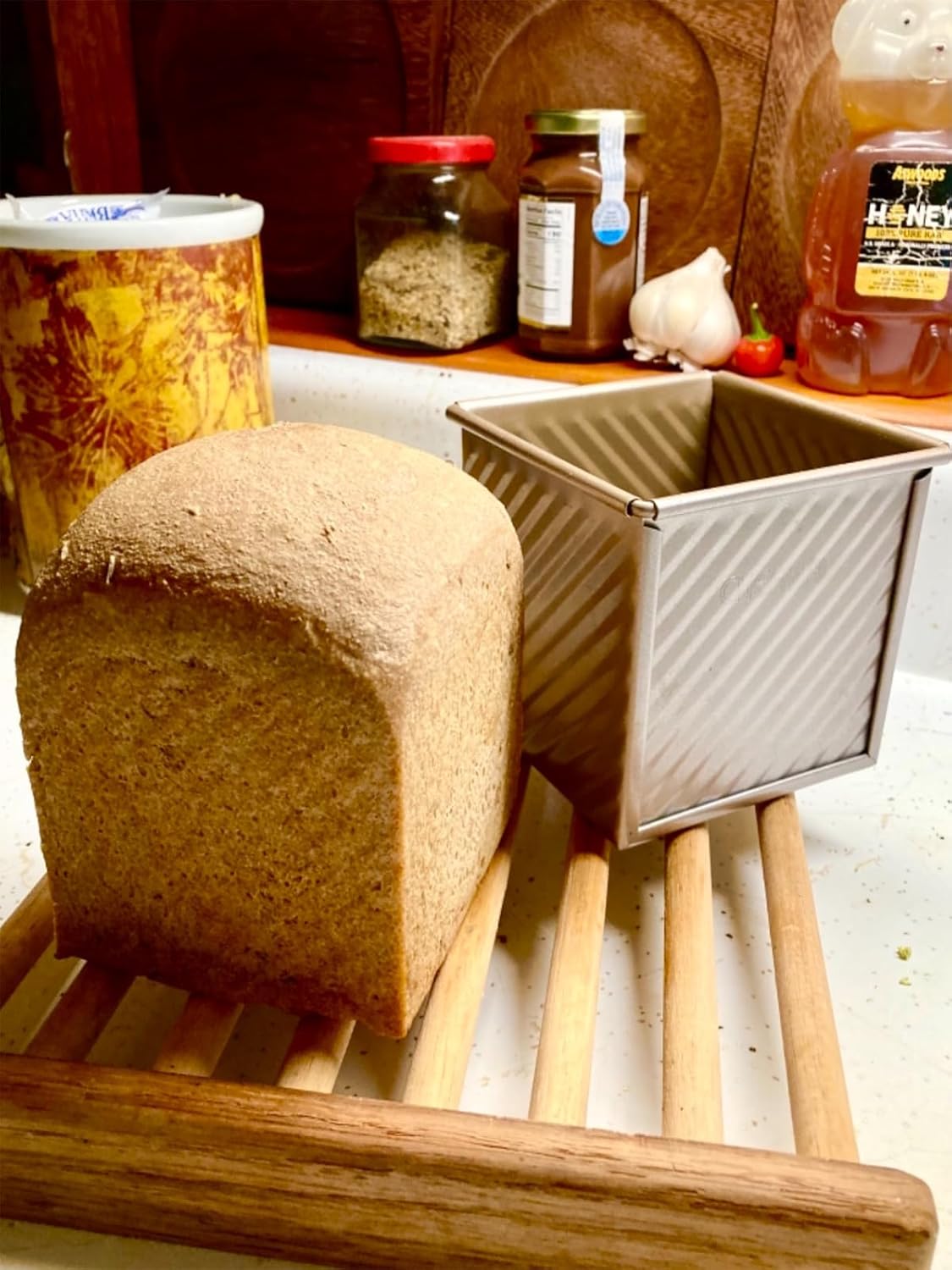 2 mini Pullman bread pans with lids, 0.55Lb non stick rectangular flat toaster box, 3.9x4.7x4.3 inches for oven baking (champagne gold) - Image 5