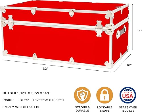 Miniatura 44 de Rhino Trunk & Case Baúl grande de vinilo en relieve de cuero, reposapiés de campamento de verano, baúl de almacenamiento para dormitorio