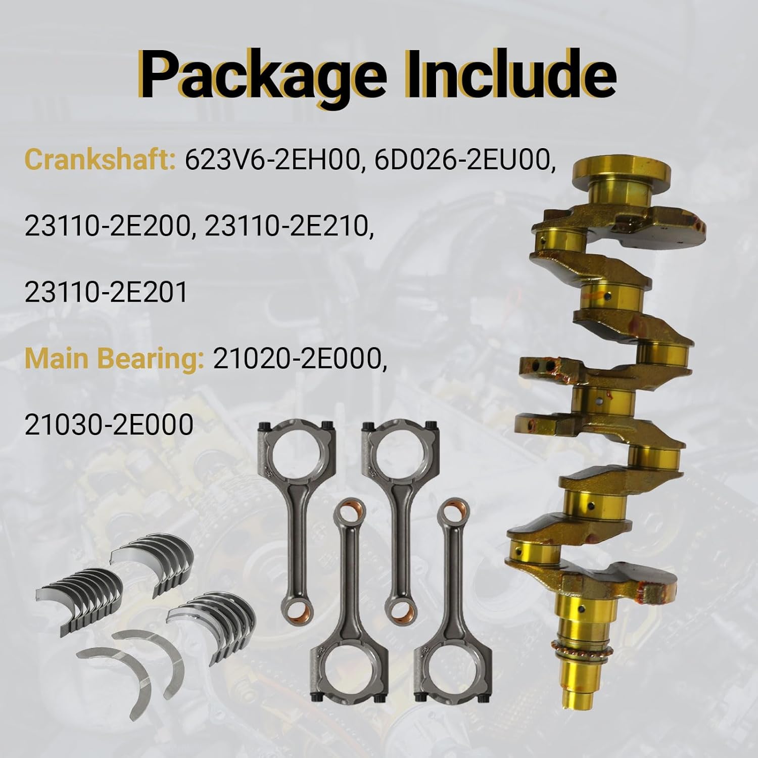 G4NA 2.0 Engine Crankshaft Connecting Rod Bearings kit Fit for Hyundai Elantra GT Coupe Tucson & Kia Soul Forte Forte5 Koup 2.0L 2014-2021 Replaces# 623V6-2EH00 23110-2E200 23110-2E210 21020-2E000