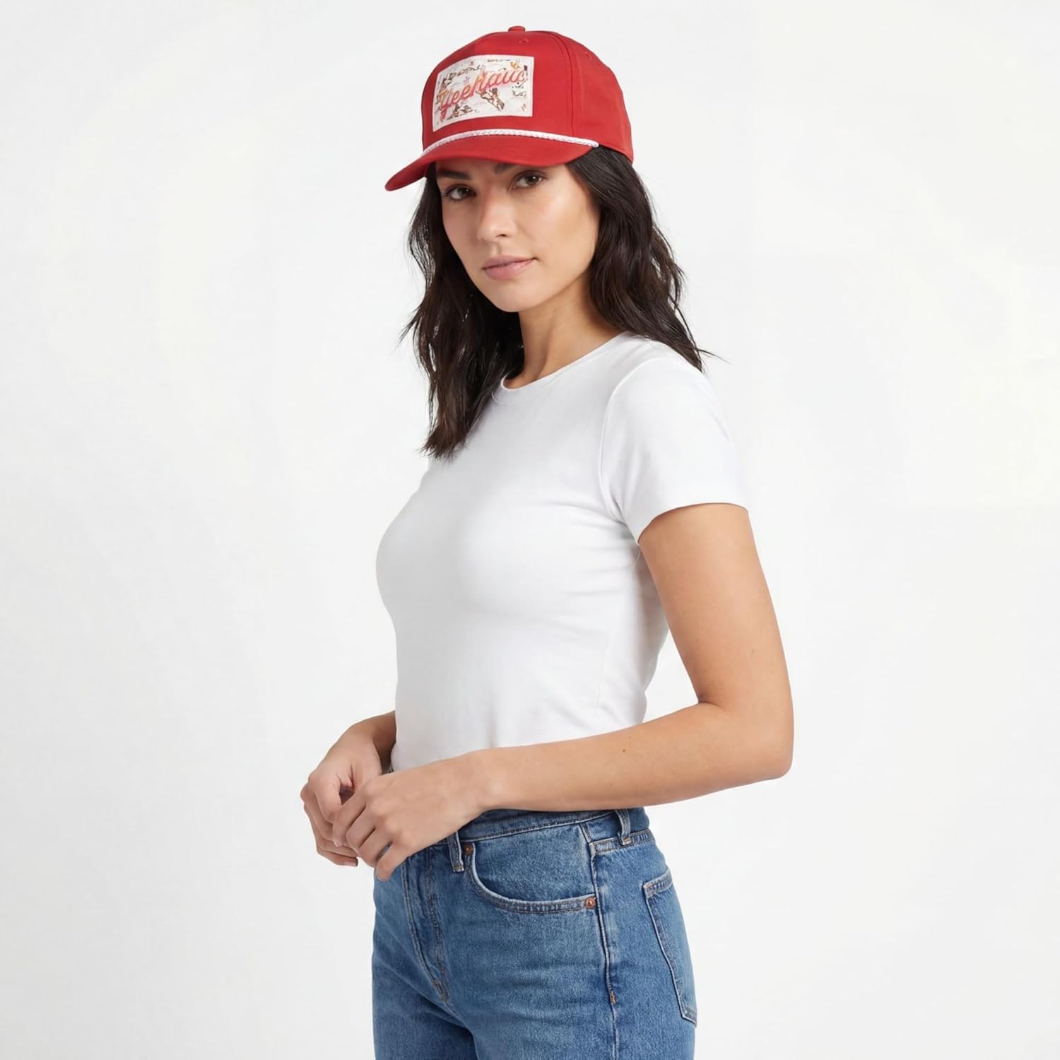 ARIAT Women's Yeehaw Patch Snapback Rope Cap, Flat Brim, Red