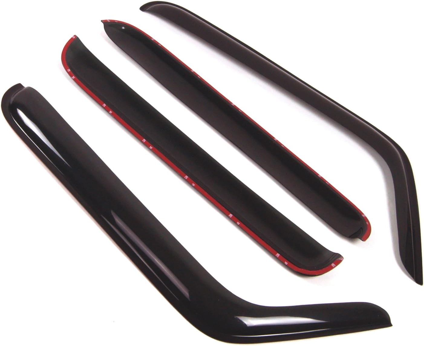 WD2-277 Dark Smoke 4 Pcs Set Window Visor (Outside Mount) Deflector Rain Guard Compatible with 2007-2016 Jeep Wrangler
