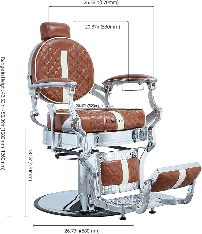 Silla para Peluquería Vintage con Hidráulico Reclinable 700 lbs miniatura 2
