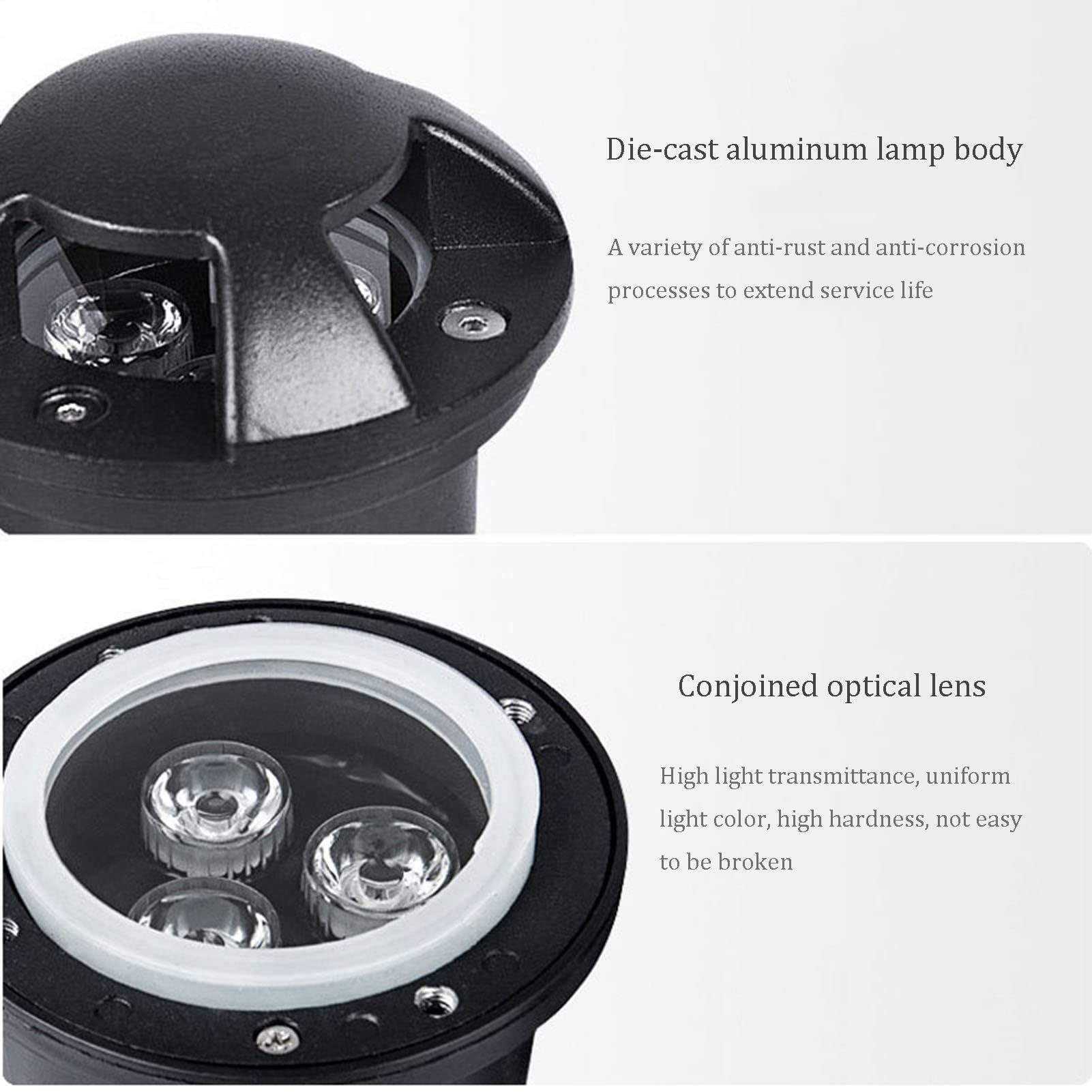 Generisch Lampa ogrodowa LED, wodoszczelny reflektor LED do zabudowy w podłodze, IP65, lampa do zabudowy w ogrodzie i na ścieżkach, 3 W, czerwona i 12 W niebieska – oświetlenie zewnętrzne dla