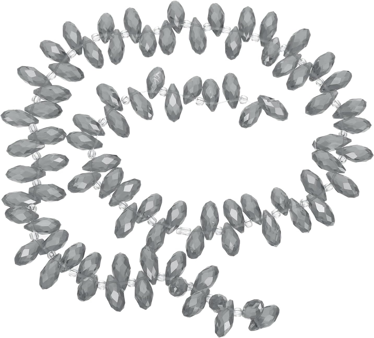 PATIKIL 5 Strands 450-475Pcs Teardrop Crystal Beads, 12x6mm Faceted Teardrop Briolette Horizontal Glass Beads Loose Bead for Bracelet Jewelry Making, Light Green