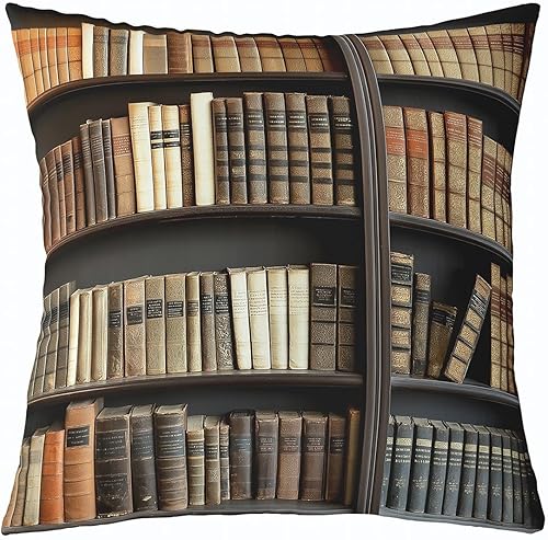 Erosebridal Funda de almohada vintage de 24 x 24 pulgadas, funda de almohada de biblioteca misteriosa, funda de cojín para amantes de los libros,