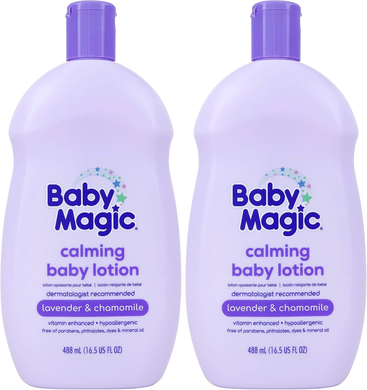 Baby Magic Calming Lotion, Lavender & Chamomile, Helps Comfort & Relax Before Bedtime, Vitamin Enhanced, Dermatologist Recommended, Hypoallergenic, Free of Parabens, 16.5 Fl Oz (1 Pack)